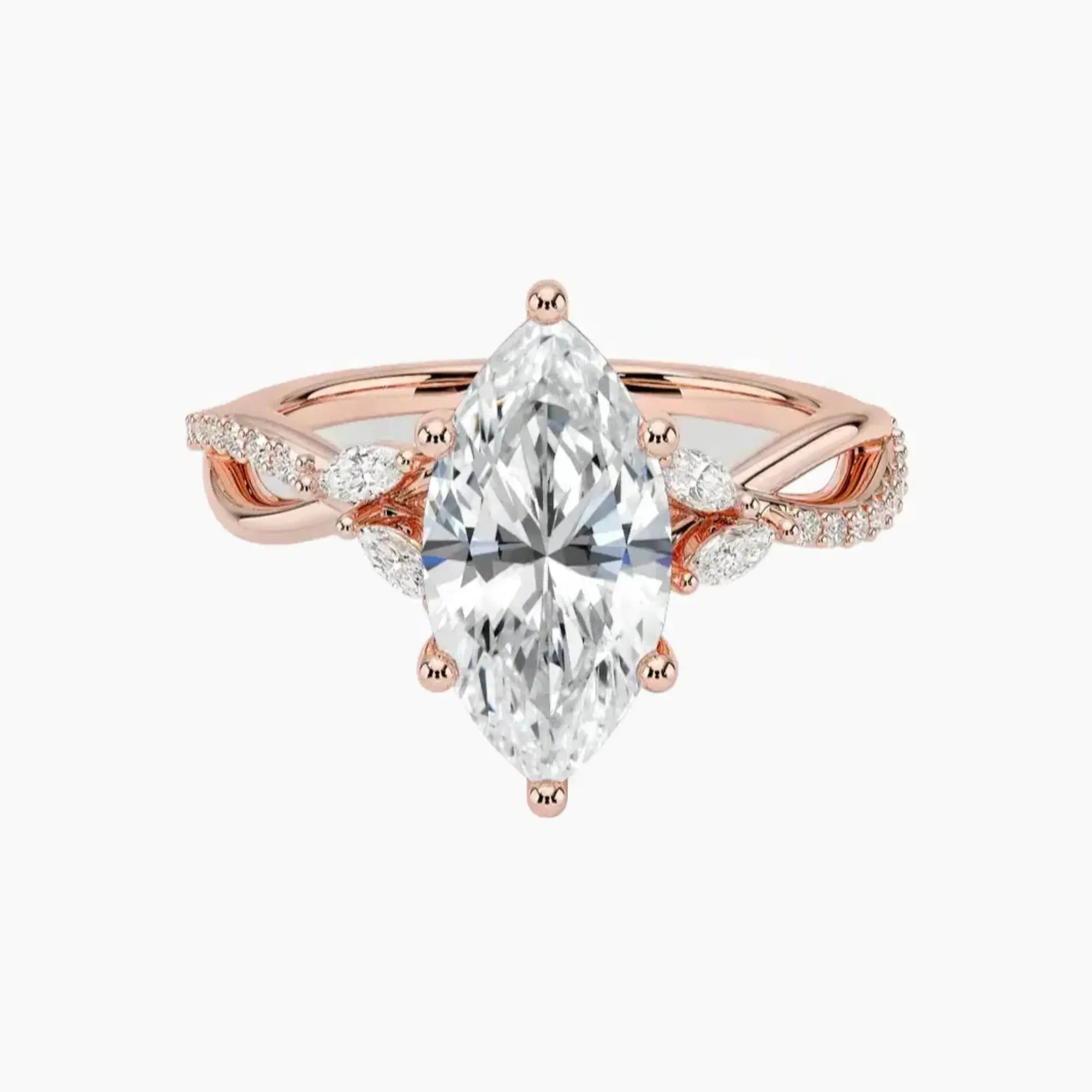 Aria Adorned 2.5 Carat Marquise Cut Solitaire Lab Grown Diamond Ring in 10K Rose Gold