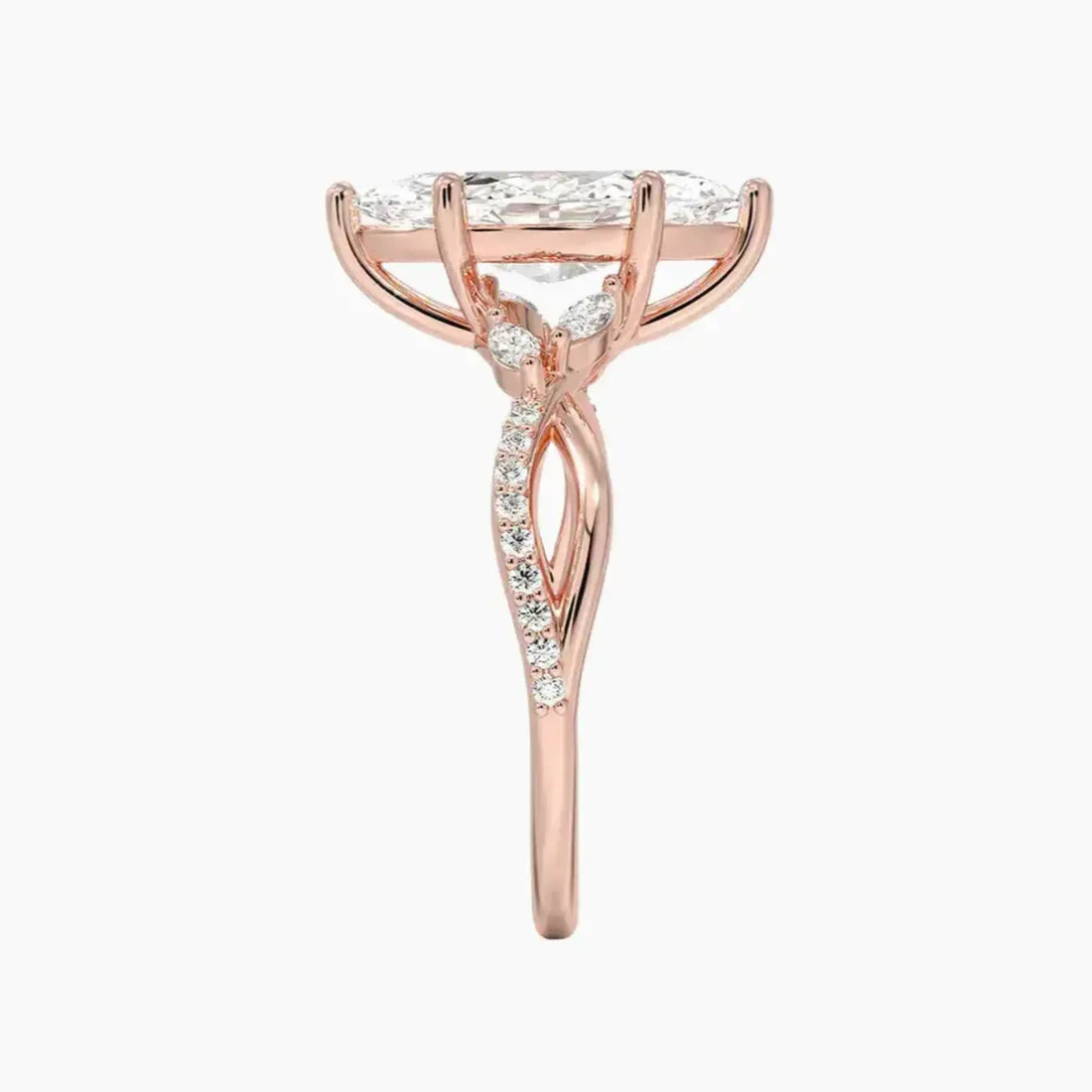Aria Adorned 2.5 Carat Marquise Cut Solitaire Lab Grown Diamond Ring in 18K White Gold - View 6