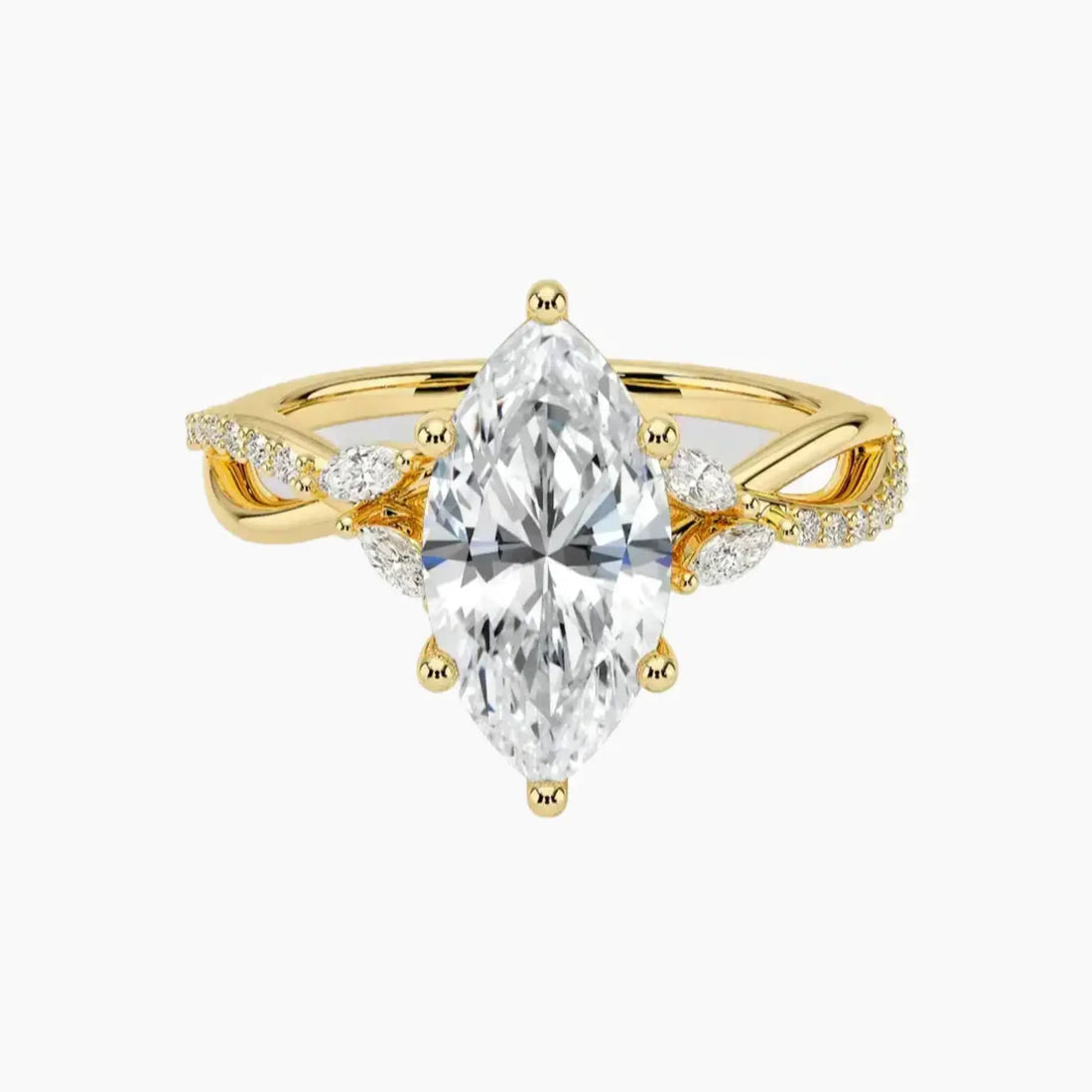 Aria Adorned 3.5 Carat Marquise Cut Solitaire Lab Grown Diamond Ring in 18K White Gold - View 7