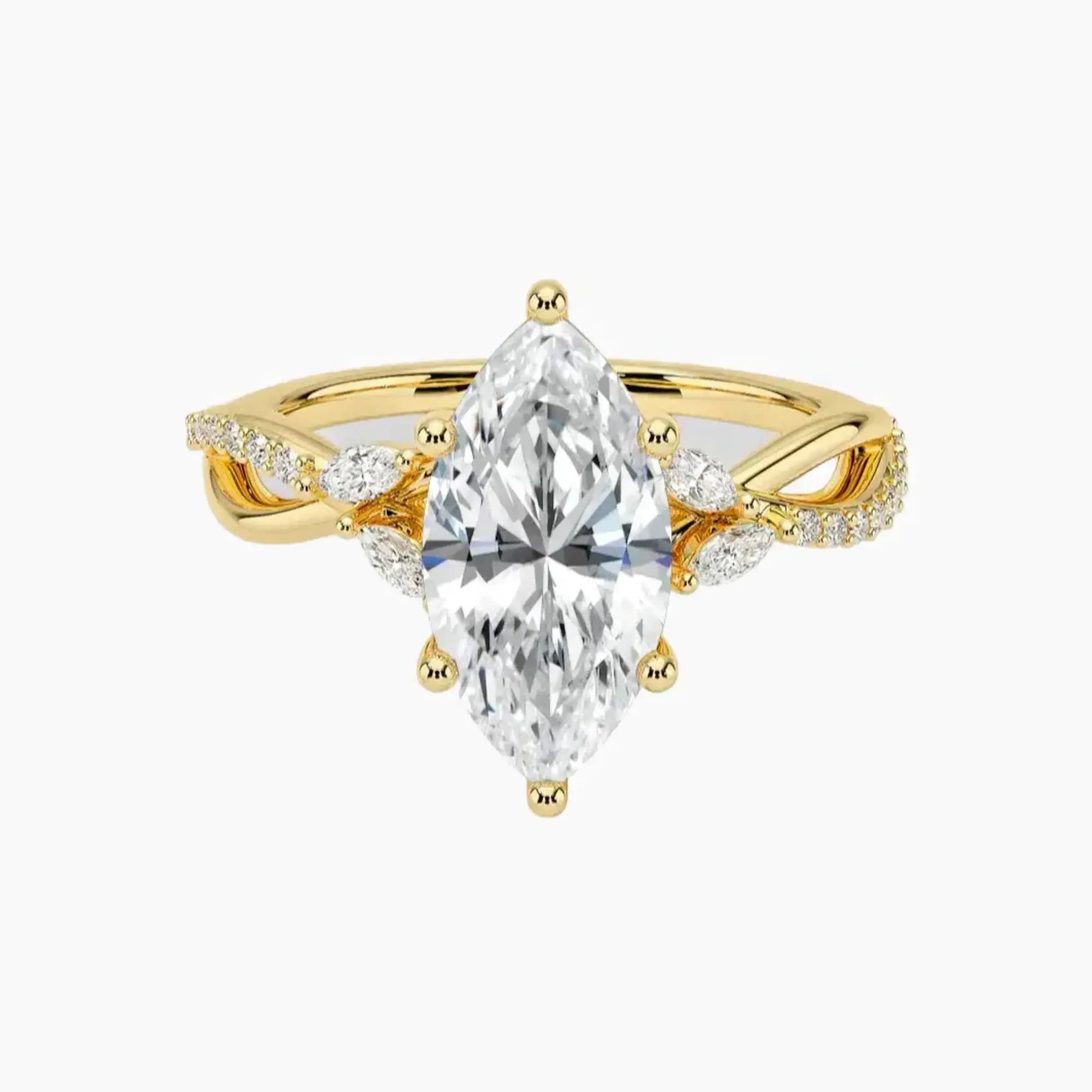 Aria Adorned 1 Carat Marquise Cut Solitaire Lab Grown Diamond Ring in Platinum - View 7