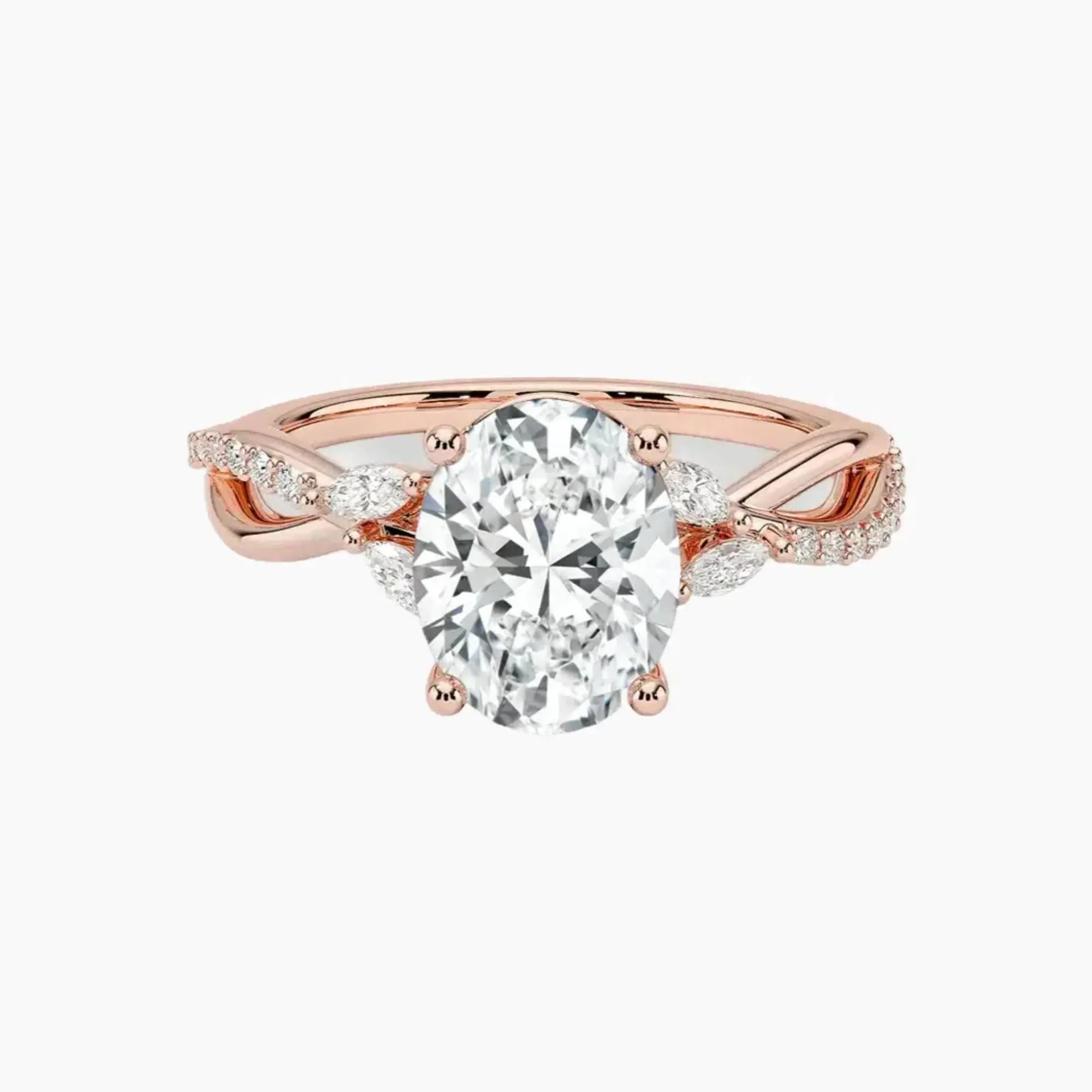 Aria Adorned 4 Carat Oval Cut Solitaire Lab Grown Diamond Ring in 10K Yellow Gold - View 7