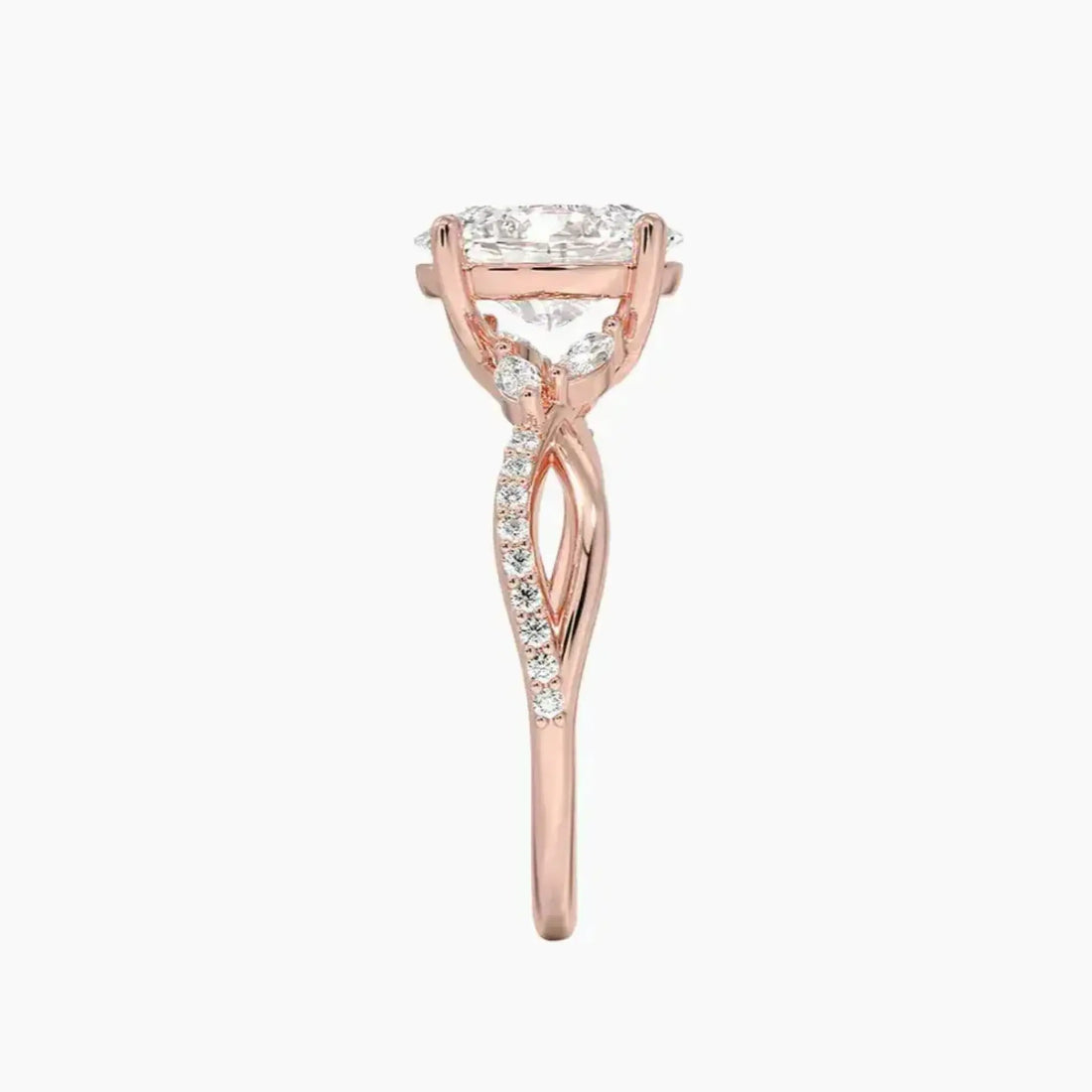 Aria Adorned 3 Carat Oval Cut Solitaire Lab Grown Diamond Ring in 14K White Gold - View 6