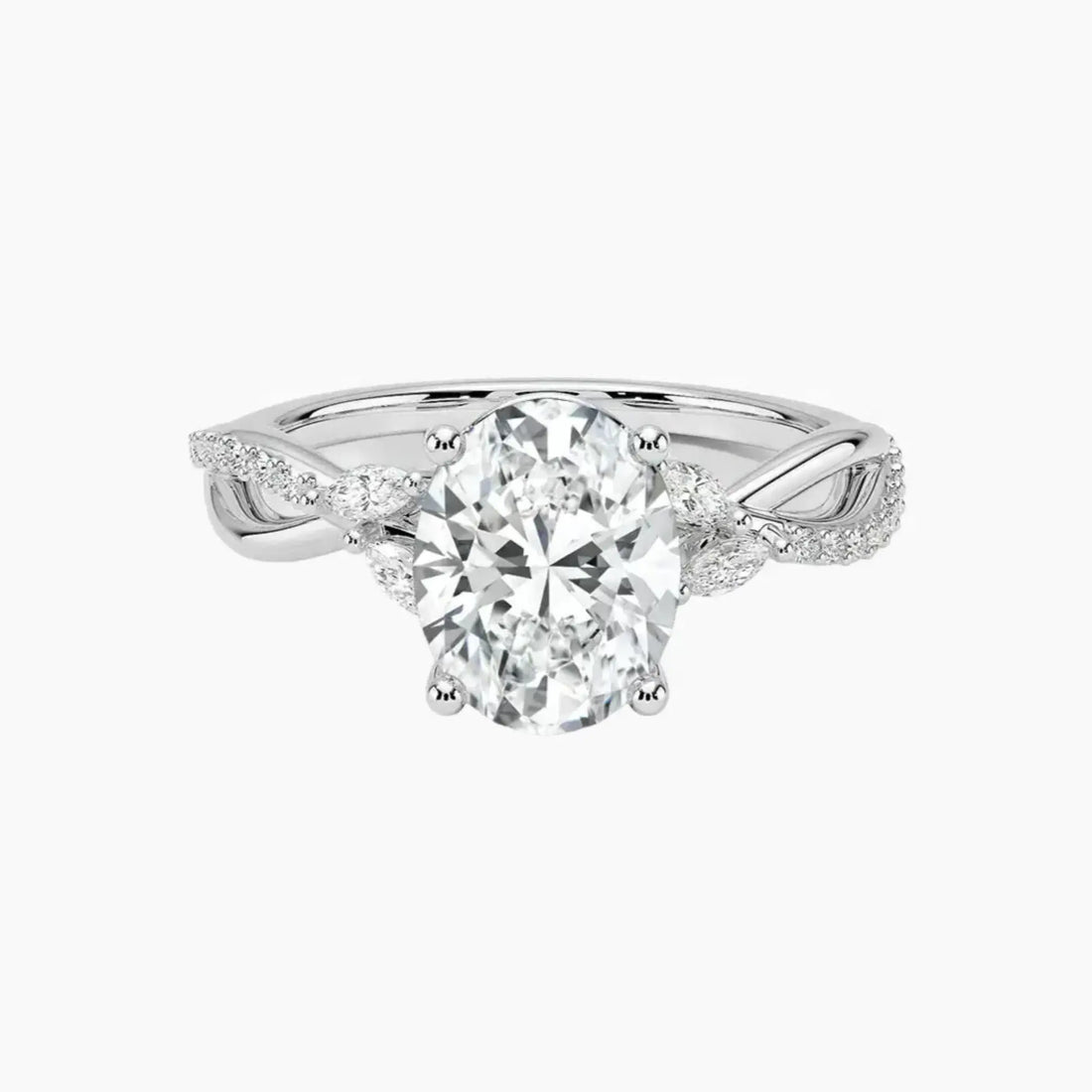 Aria Adorned 3 Carat Oval Cut Solitaire Lab Grown Diamond Ring in 18K Yellow Gold - View 4