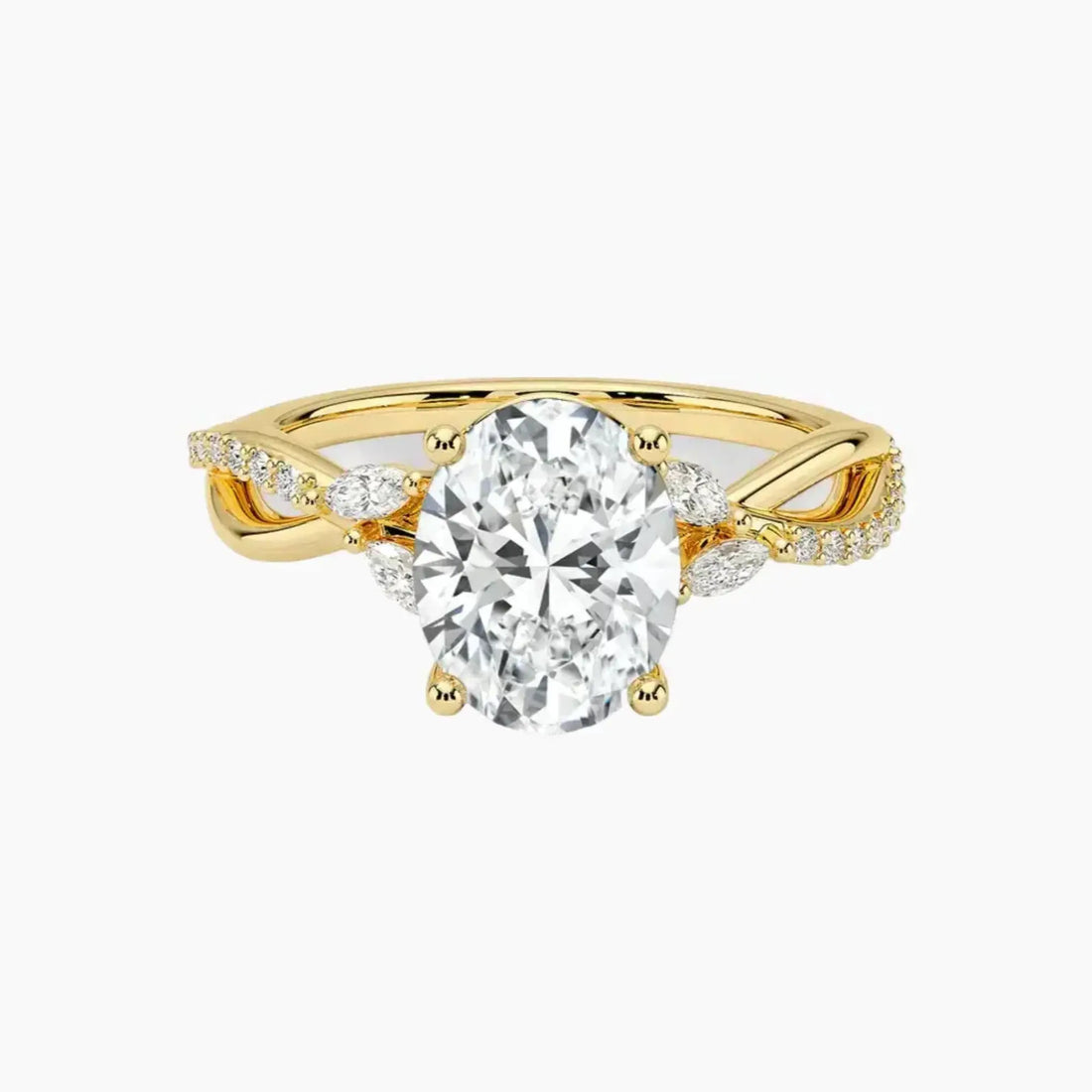 Aria Adorned 5 Carat Oval Cut Solitaire Lab Grown Diamond Ring in 18K White Gold - View 7