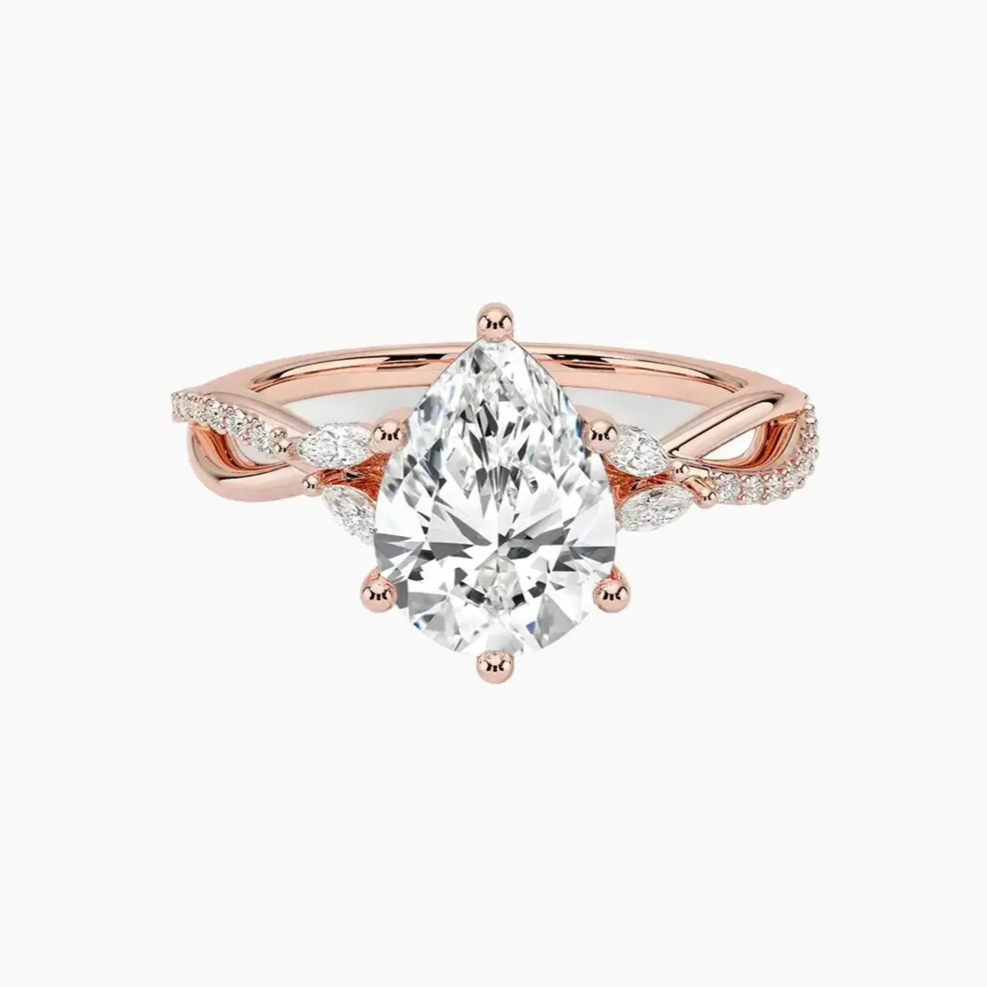 Aria Adorned 2.5 Carat Pear Cut Solitaire Lab Grown Diamond Ring in 18K Yellow Gold - View 7