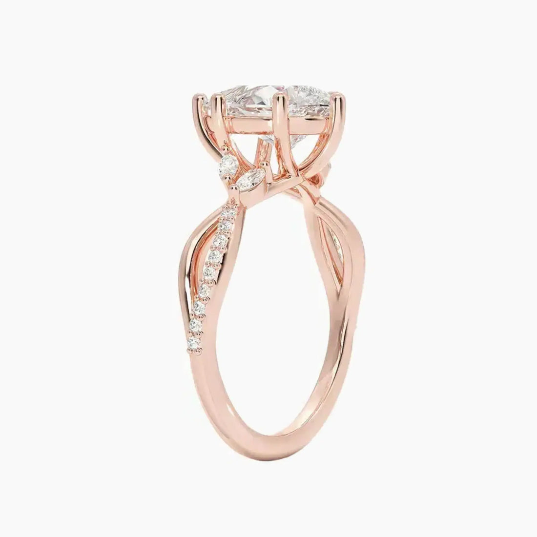 Aria Adorned 2 Carat Pear Cut Solitaire Lab Grown Diamond Ring in 14K Yellow Gold - View 8
