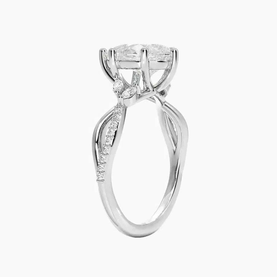 Aria Adorned 2 Carat Pear Cut Solitaire Lab Grown Diamond Ring in 18K Yellow Gold - View 5