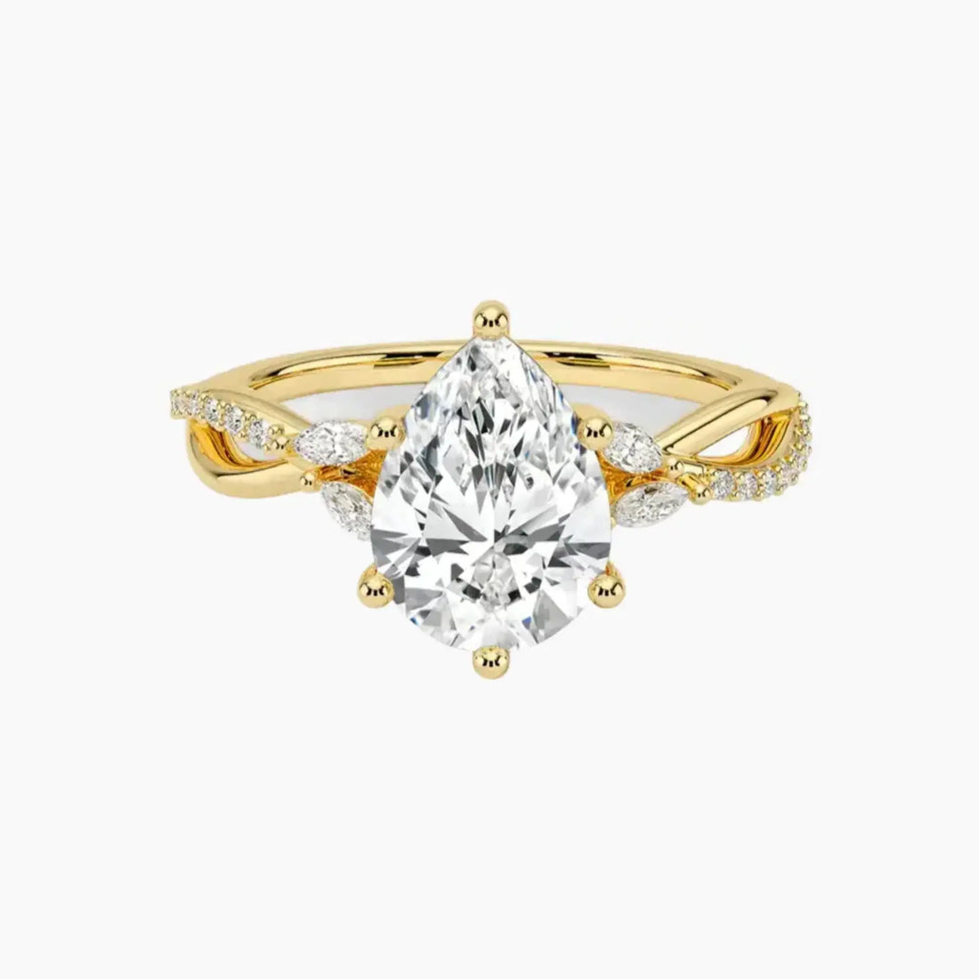 Aria Adorned 1.5 Carat Pear Cut Solitaire Lab Grown Diamond Ring in 14K Rose Gold - View 7