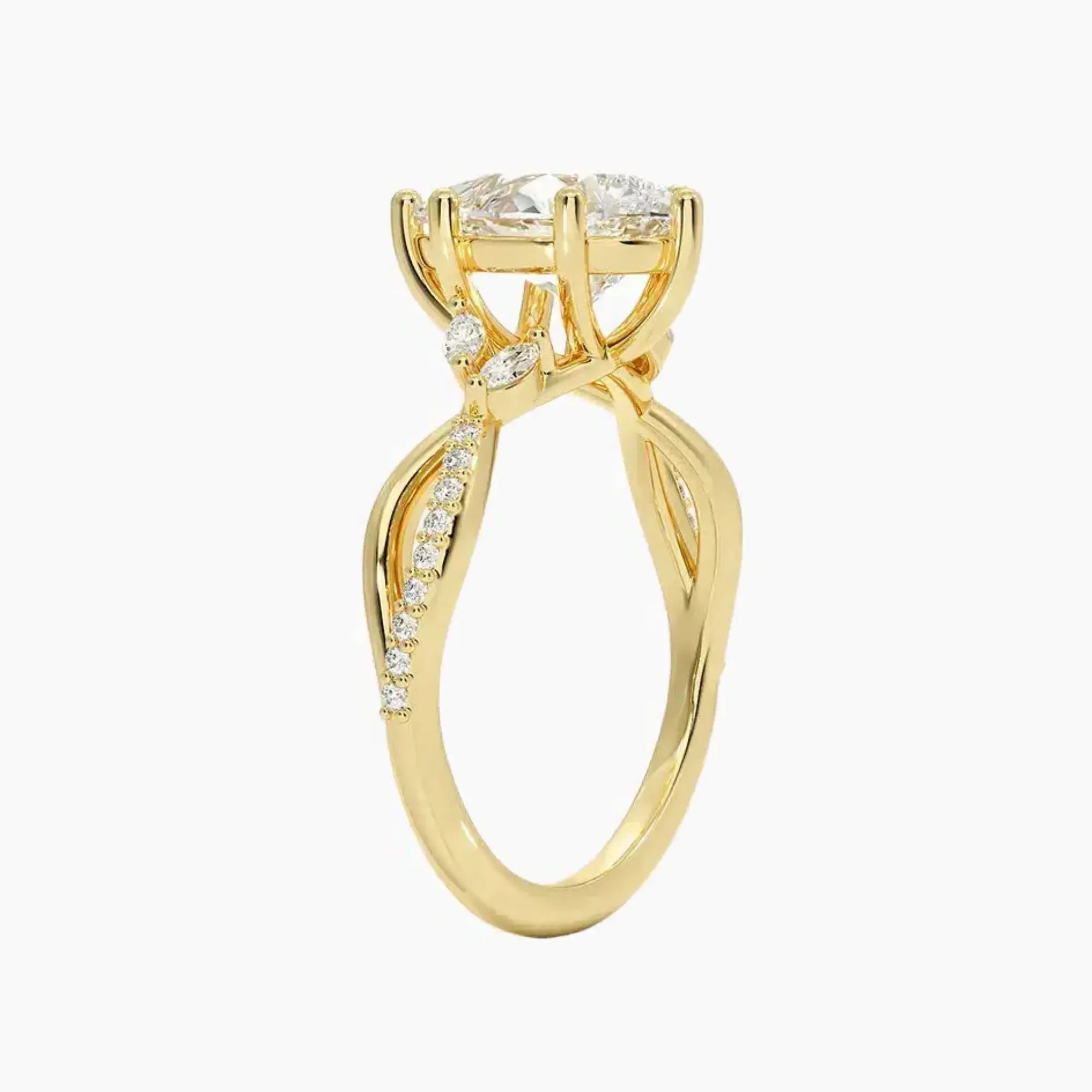 Aria Adorned 4.5 Carat Pear Cut Solitaire Lab Grown Diamond Ring in Platinum - View 8