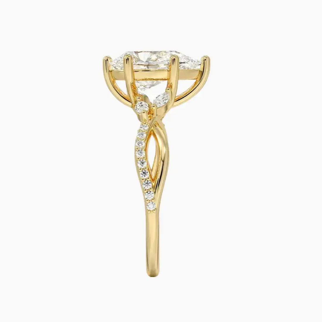 Aria Adorned 2 Carat Pear Cut Solitaire Lab Grown Diamond Ring in 18K Rose Gold - View 9