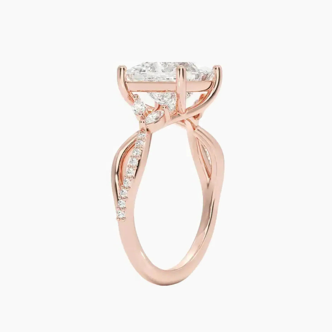 Aria Adorned 2 Carat Princess Cut Solitaire Lab Grown Diamond Ring in Platinum - View 5