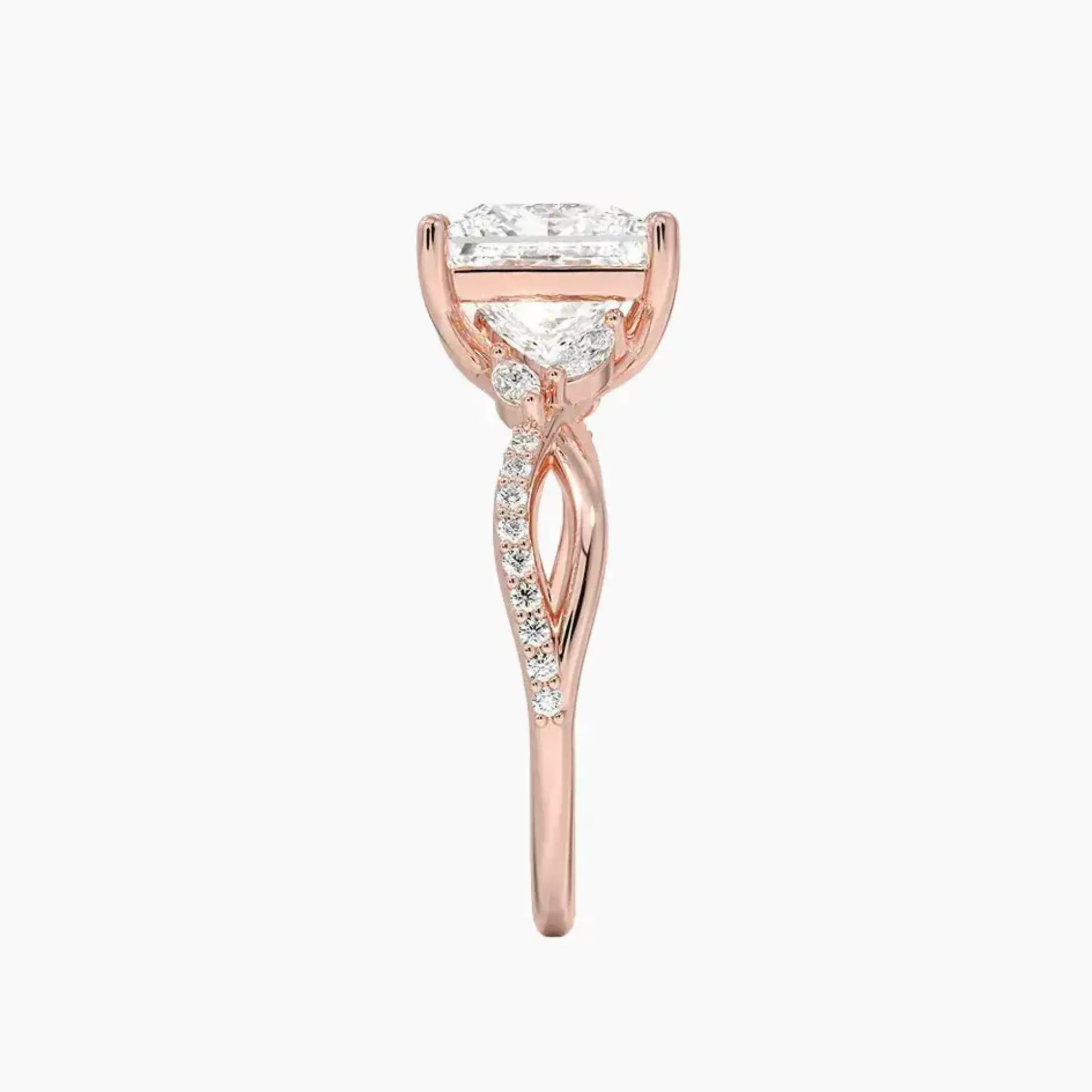 Aria Adorned 3 Carat Princess Cut Solitaire Lab Grown Diamond Ring in Platinum - View 6