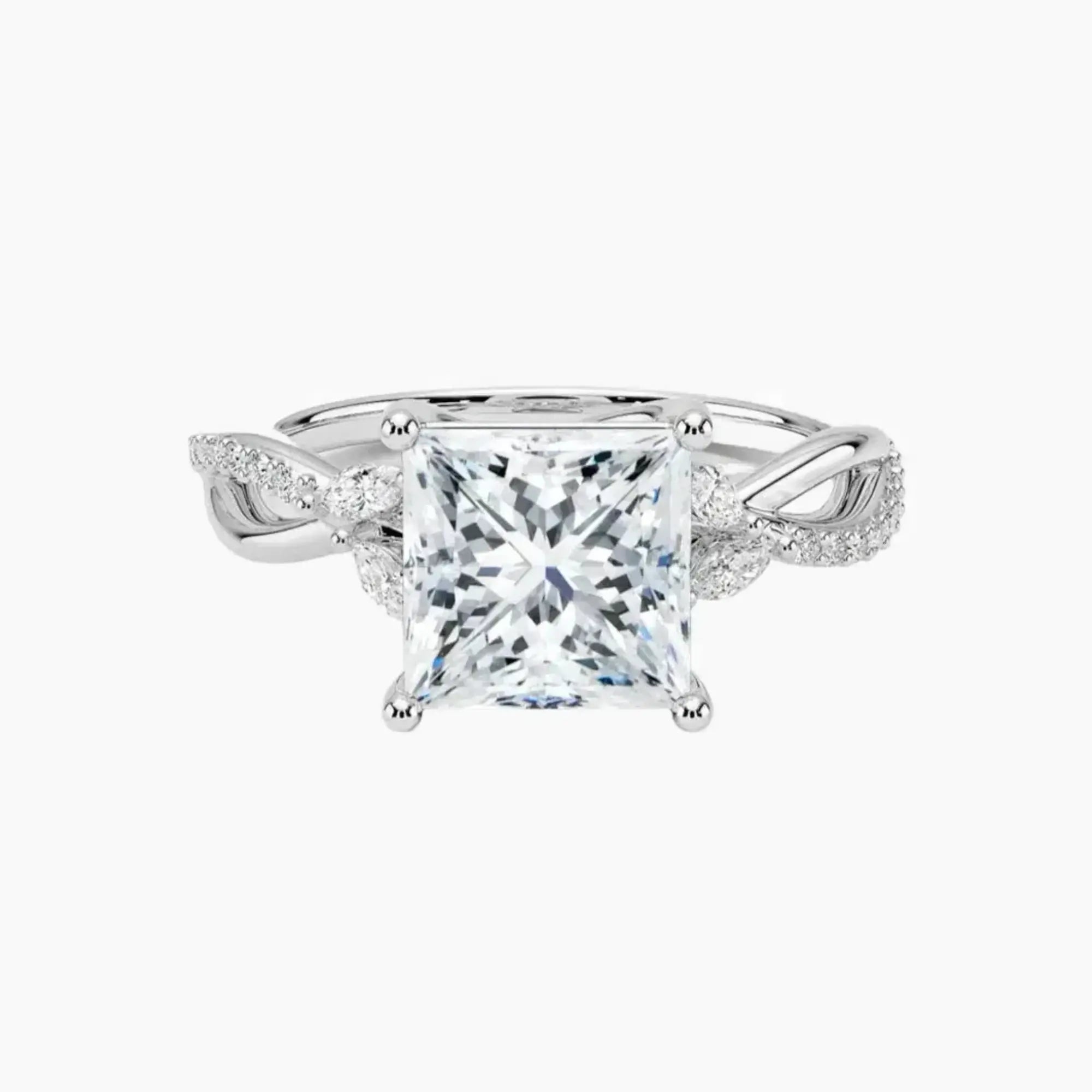 Aria Adorned 2 Carat Princess Cut Solitaire Lab Grown Diamond Ring in Platinum
