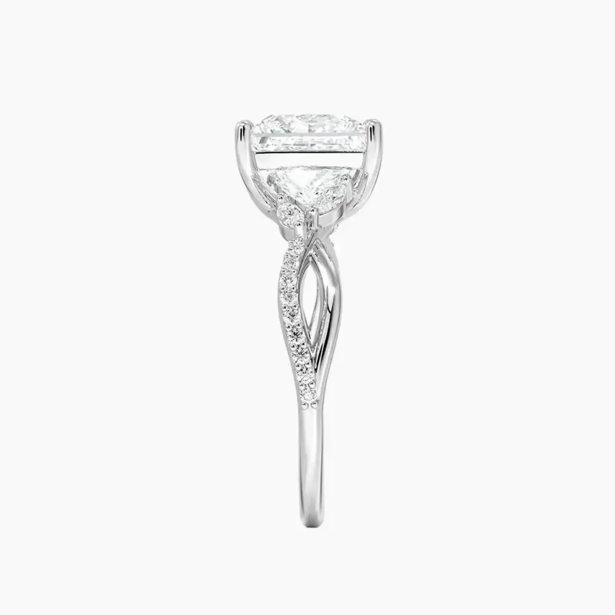 Aria Adorned 1.5 Carat Princess Cut Solitaire Lab Grown Diamond Ring in 10K White Gold - View 3