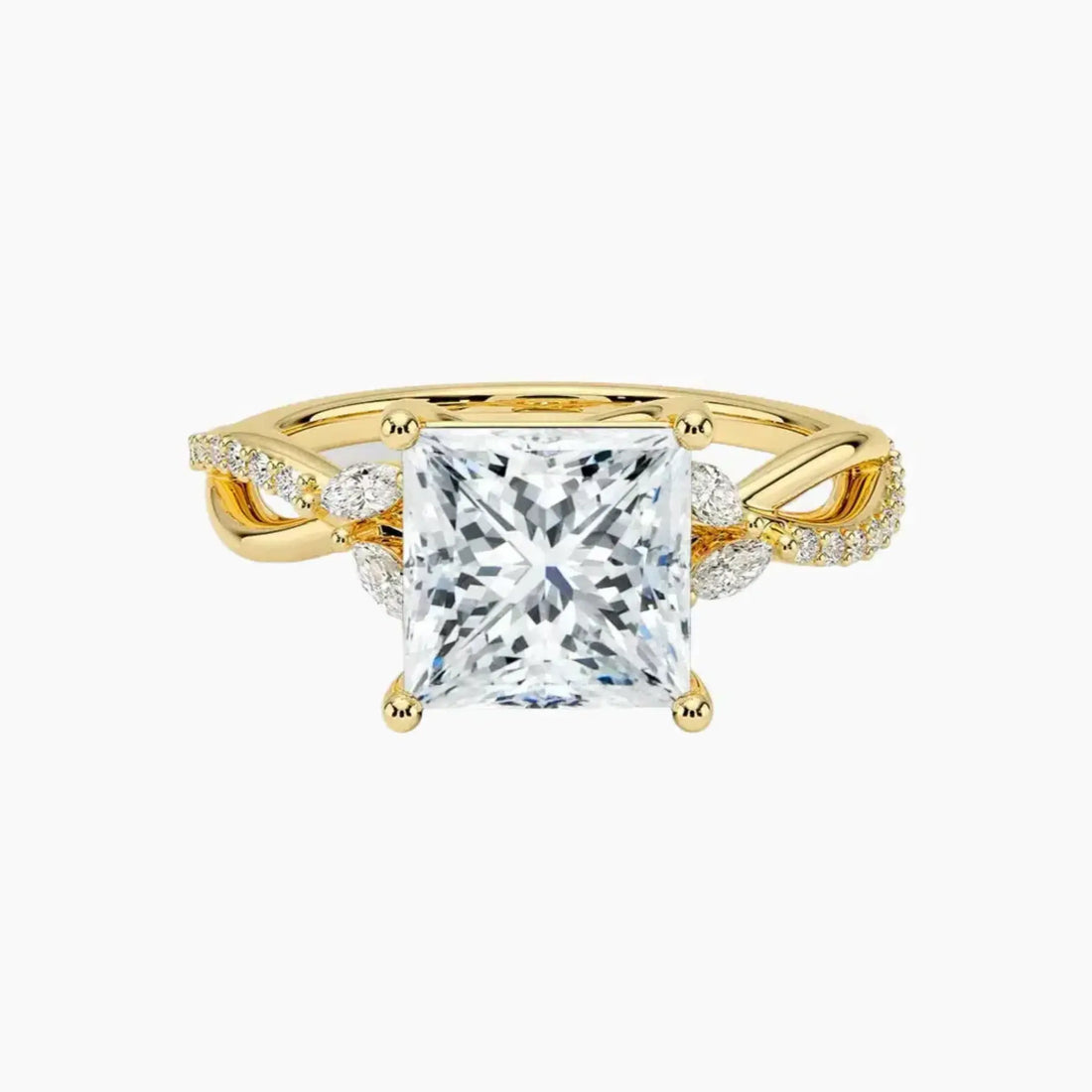 Aria Adorned 2 Carat Princess Cut Solitaire Lab Grown Diamond Ring in 18K White Gold - View 7
