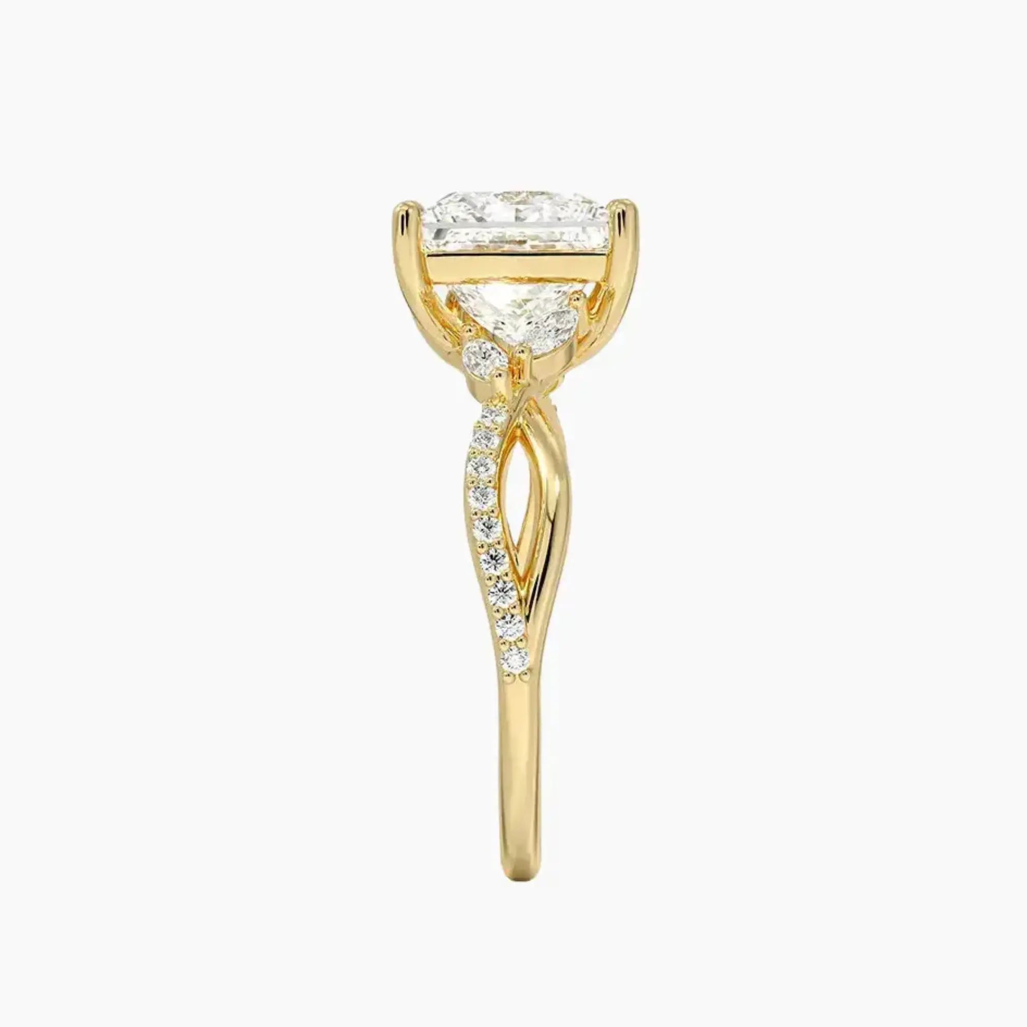 Aria Adorned 2.5 Carat Princess Cut Solitaire Lab Grown Diamond Ring in 14K Rose Gold - View 9