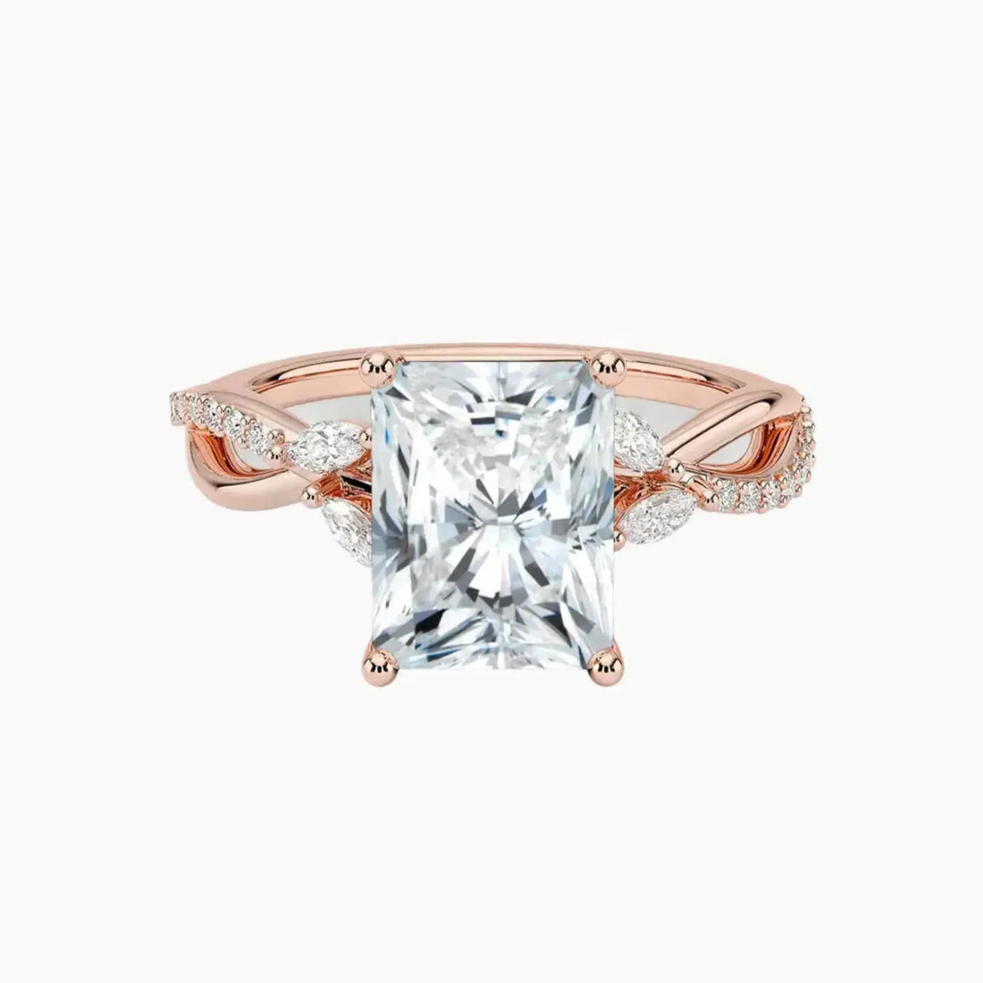 Aria Adorned 1 Carat Radiant Cut Solitaire Lab Grown Diamond Ring in Silver - View 4