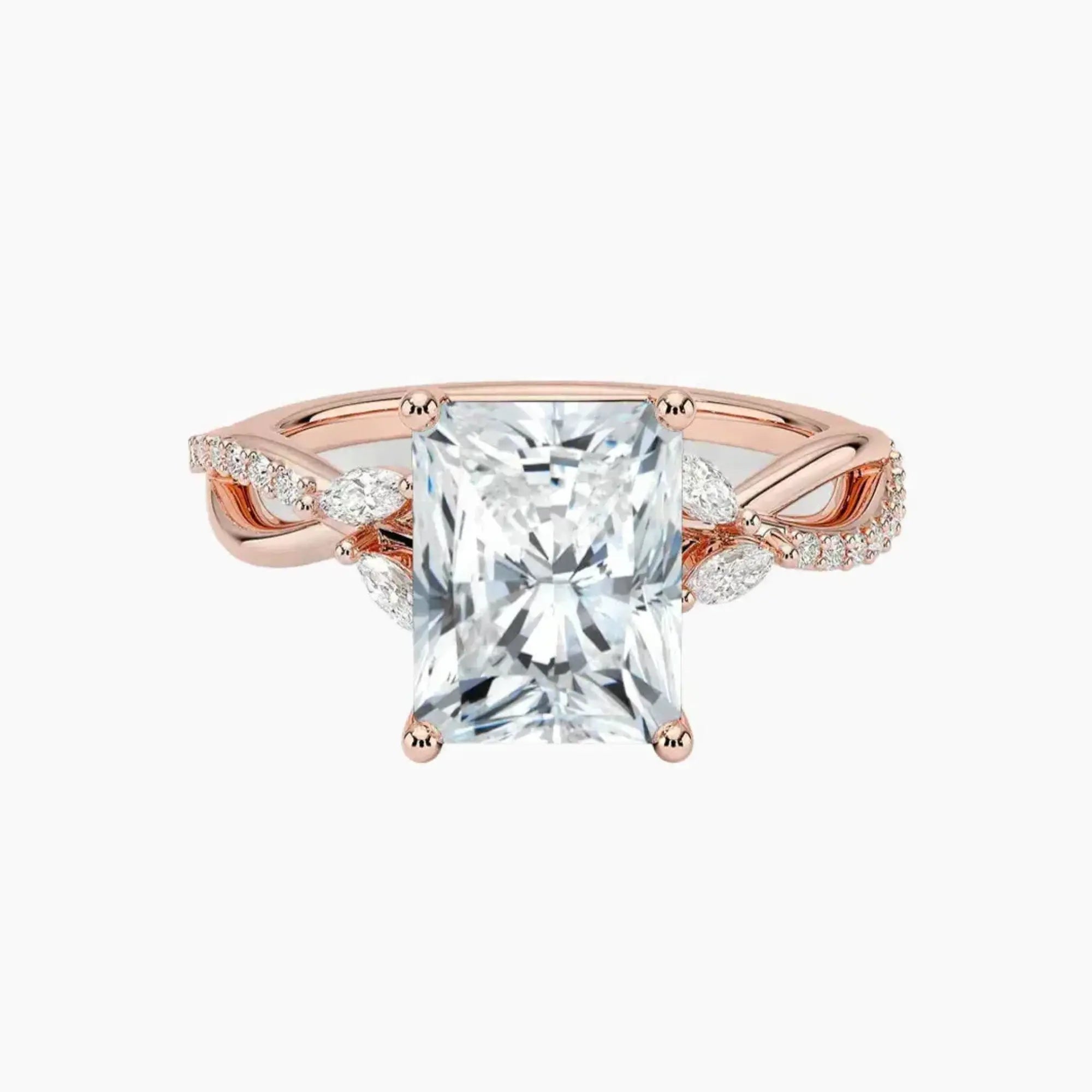 Aria Adorned 4.5 Carat Radiant Cut Solitaire Lab Grown Diamond Ring in 10K White Gold - View 4