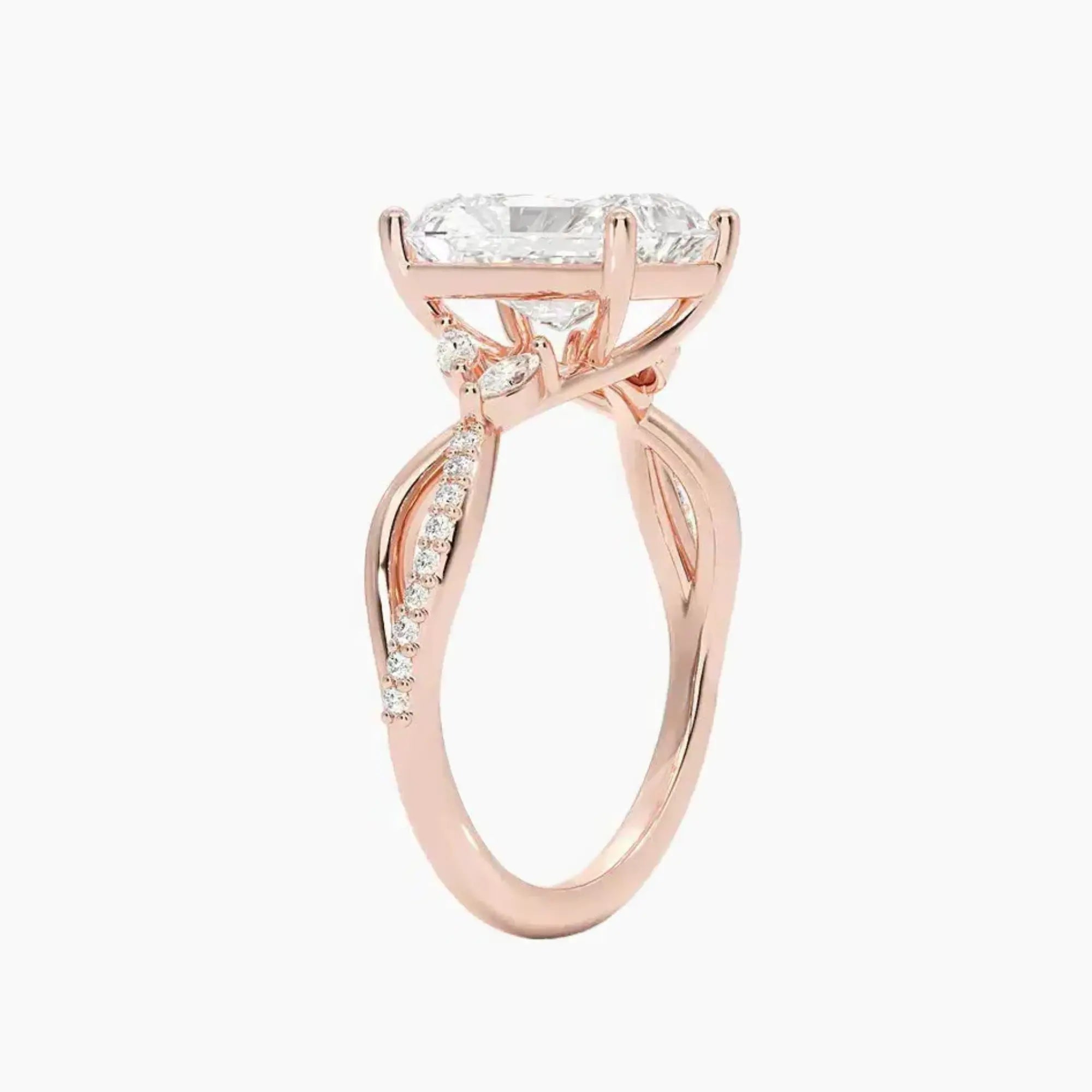 Aria Adorned 1 Carat Radiant Cut Solitaire Lab Grown Diamond Ring in Silver - View 5