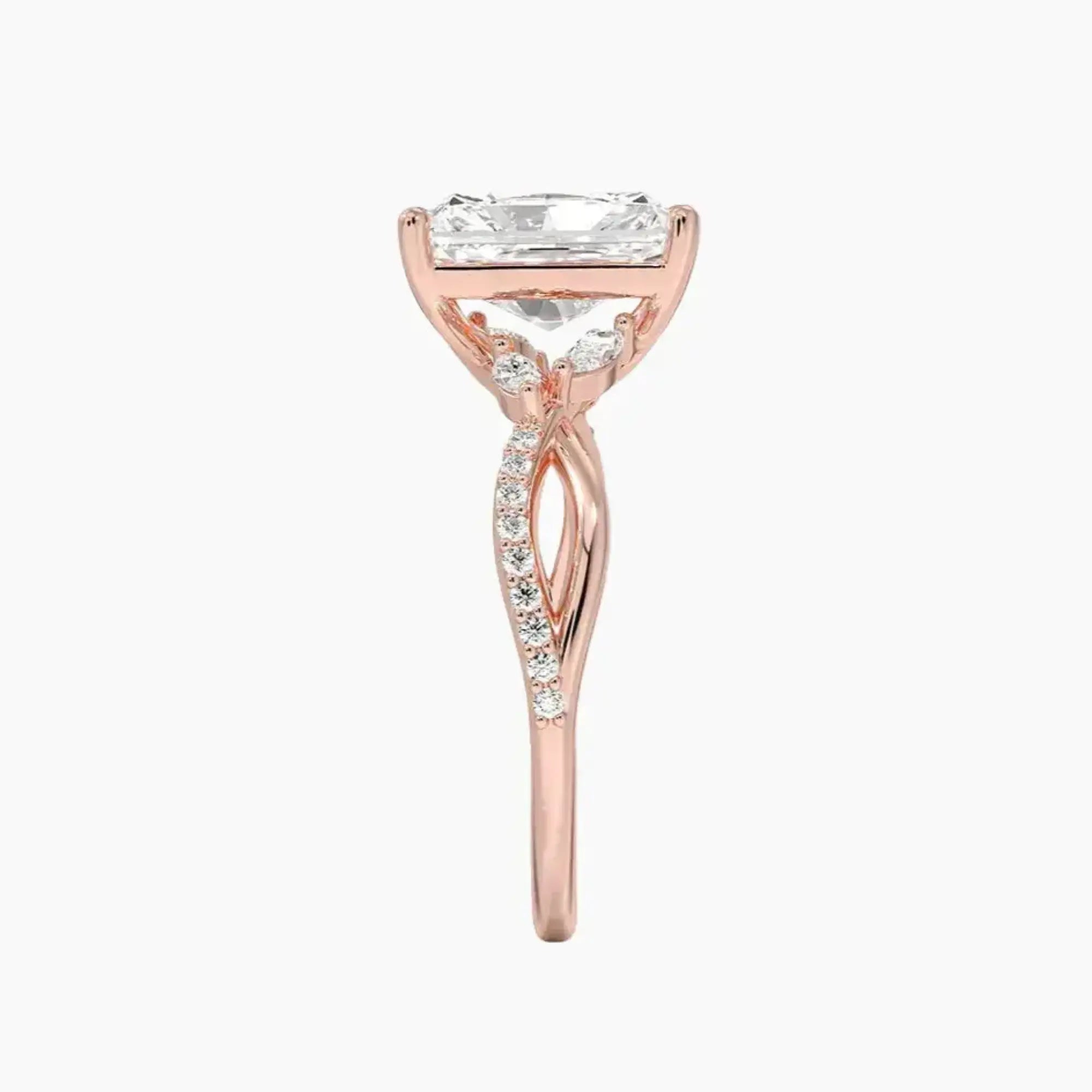 Aria Adorned 2.5 Carat Radiant Cut Solitaire Lab Grown Diamond Ring in Platinum - View 6