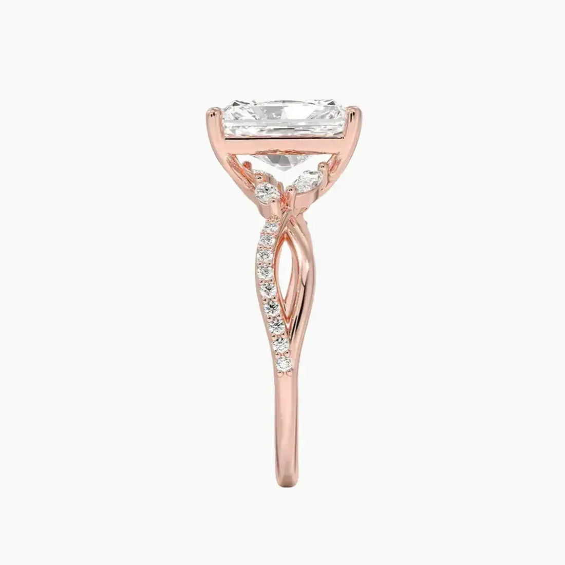 Aria Adorned 1 Carat Radiant Cut Solitaire Lab Grown Diamond Ring in Platinum - View 6