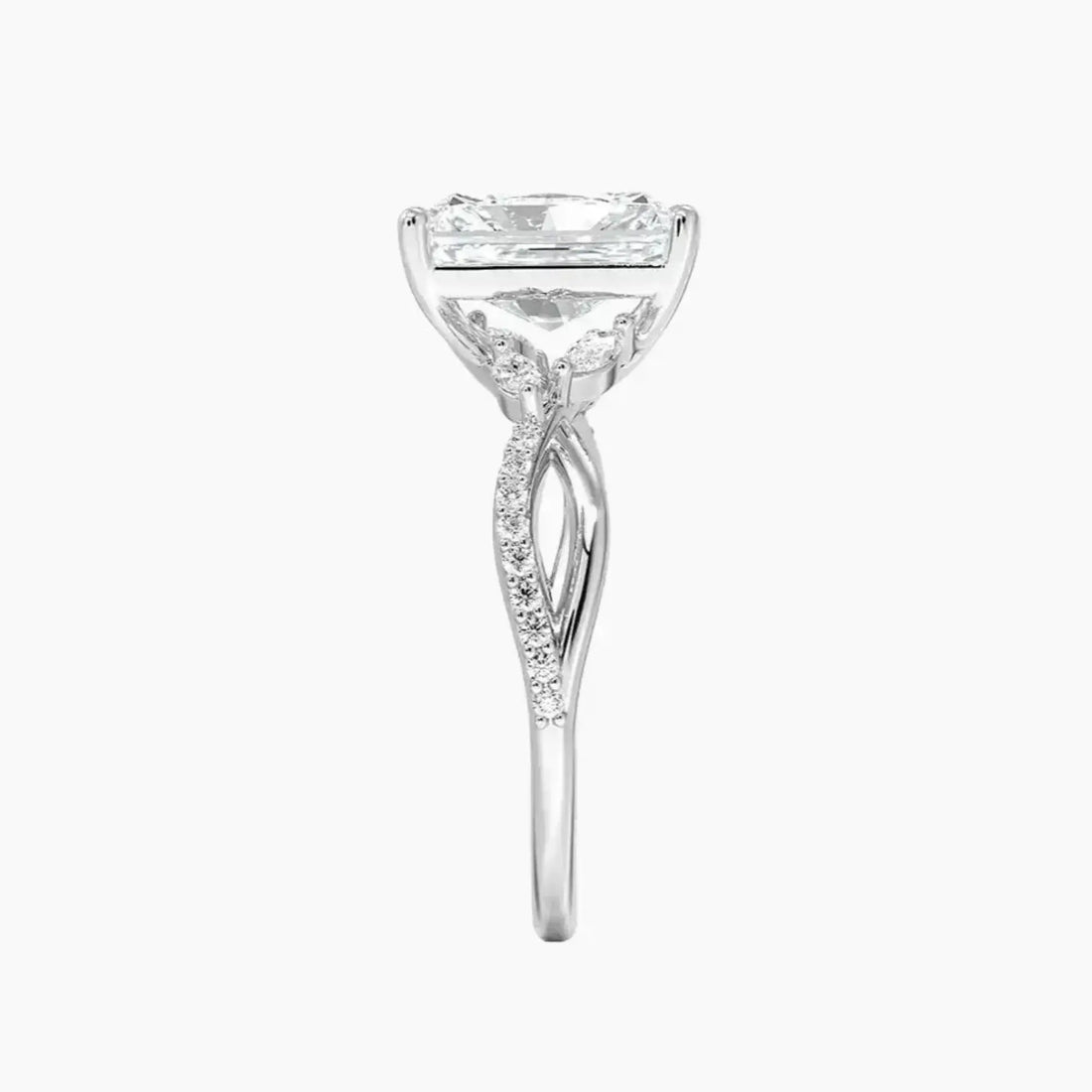 Aria Adorned 3.5 Carat Radiant Cut Solitaire Lab Grown Diamond Ring in Silver - View 3