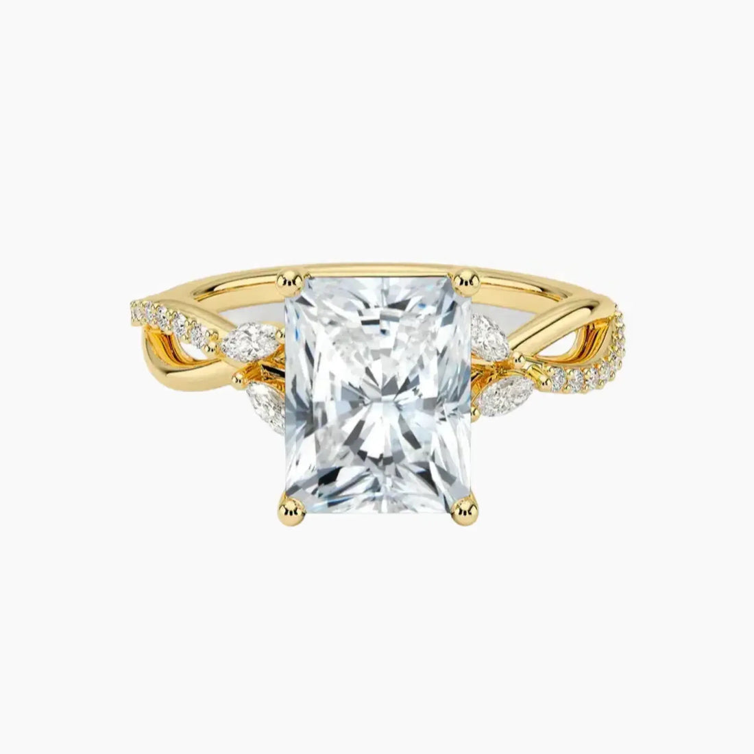 Aria Adorned 3.5 Carat Radiant Cut Solitaire Lab Grown Diamond Ring in Silver - View 7