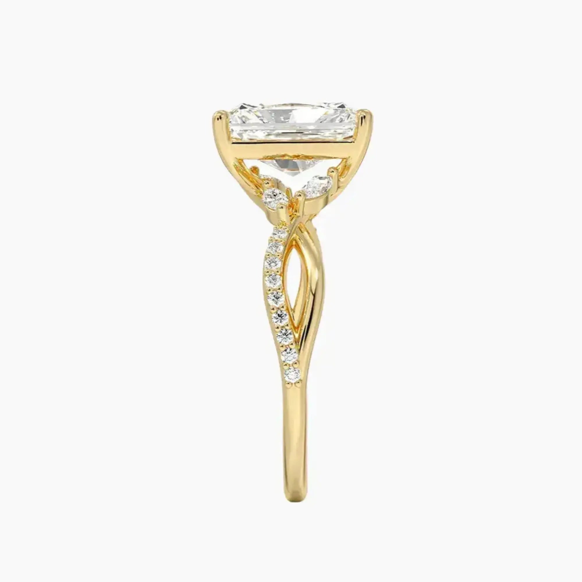 Aria Adorned 1 Carat Radiant Cut Solitaire Lab Grown Diamond Ring in Silver - View 9