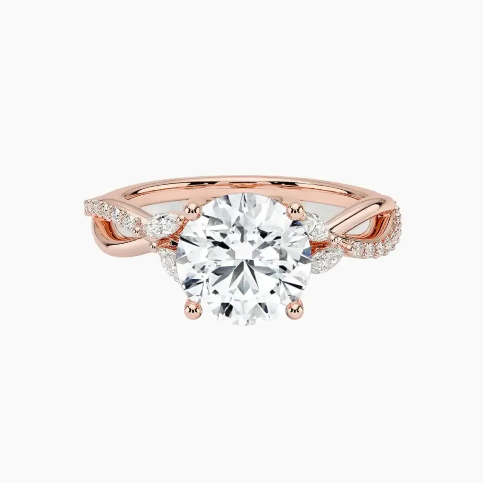 Aria Adorned 2 Carat Round Cut Solitaire Lab Grown Diamond Ring in 10K White Gold - View 4