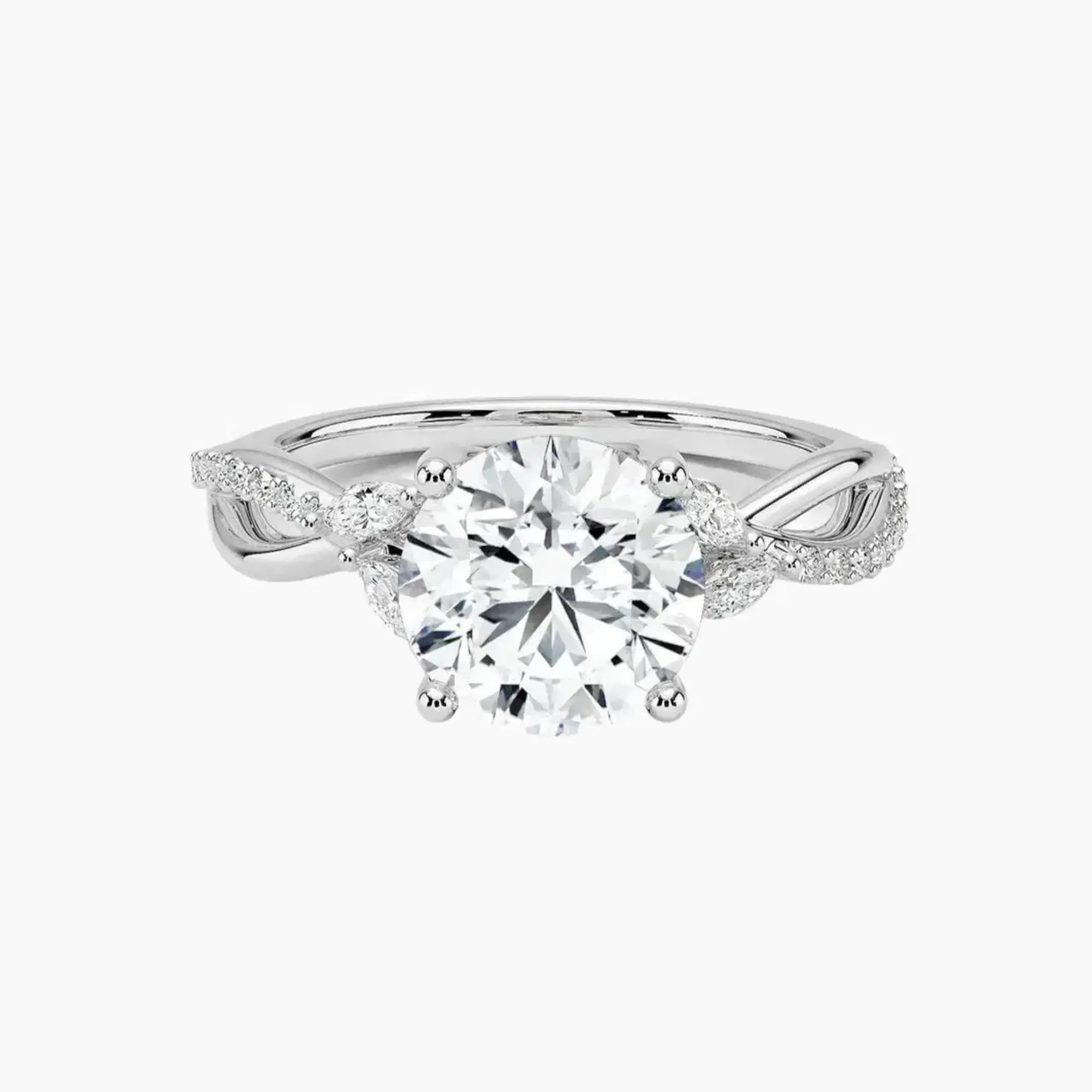 Aria Adorned 2 Carat Round Cut Solitaire Lab Grown Diamond Ring in Platinum