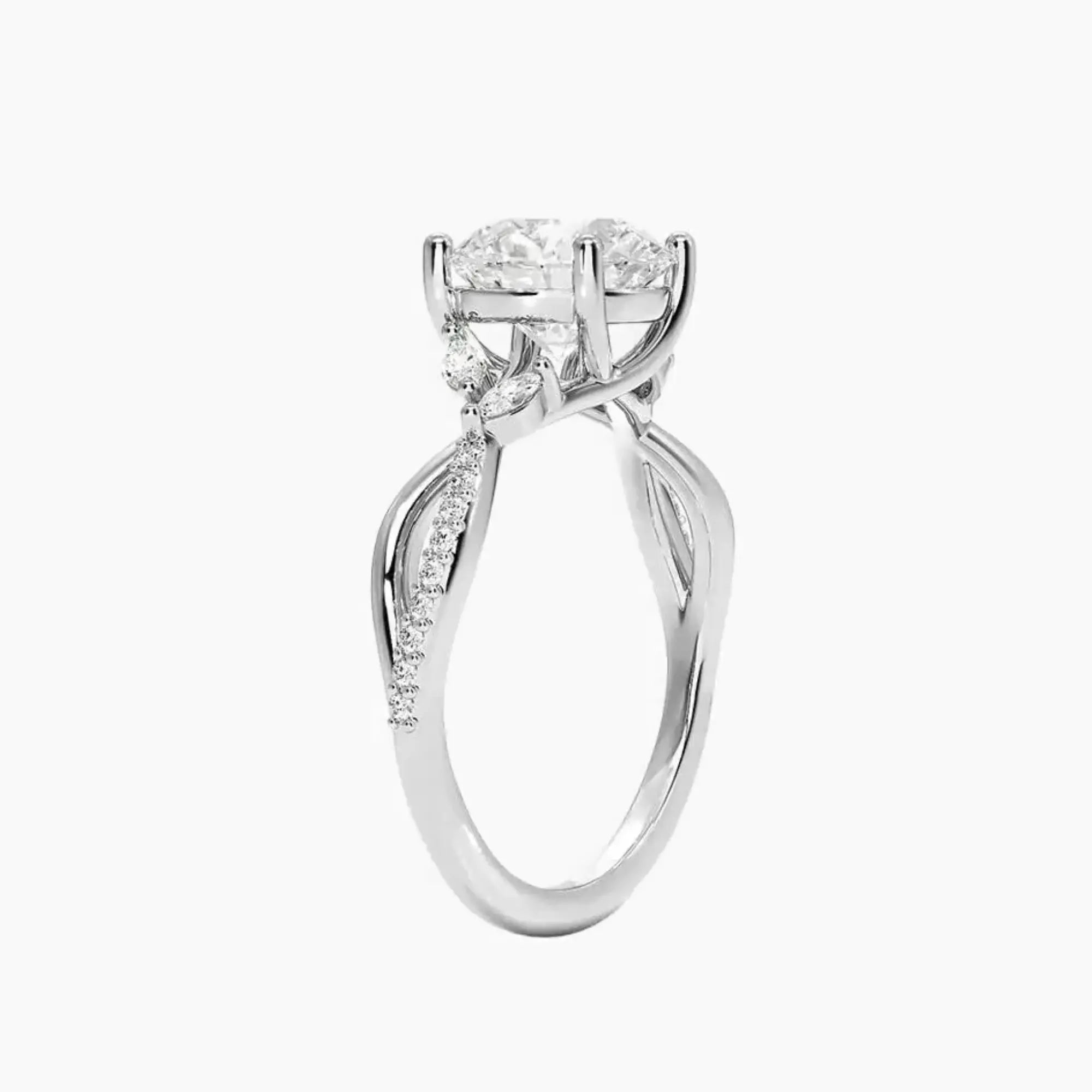 Aria Adorned 4.5 Carat Round Cut Solitaire Lab Grown Diamond Ring in Silver - View 2