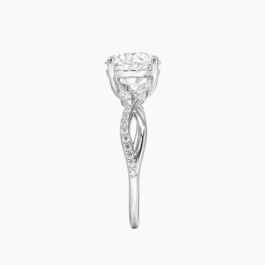 Aria Adorned 5 Carat Round Cut Solitaire Lab Grown Diamond Ring in 14K Rose Gold - View 6