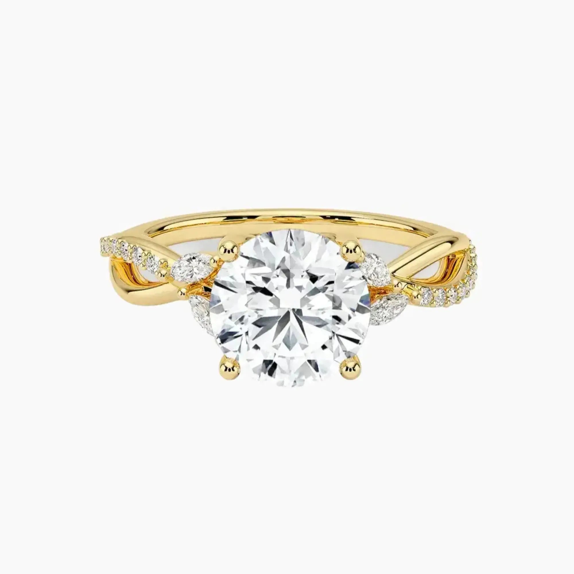 Aria Adorned 3 Carat Round Cut Solitaire Lab Grown Diamond Ring in Silver - View 7