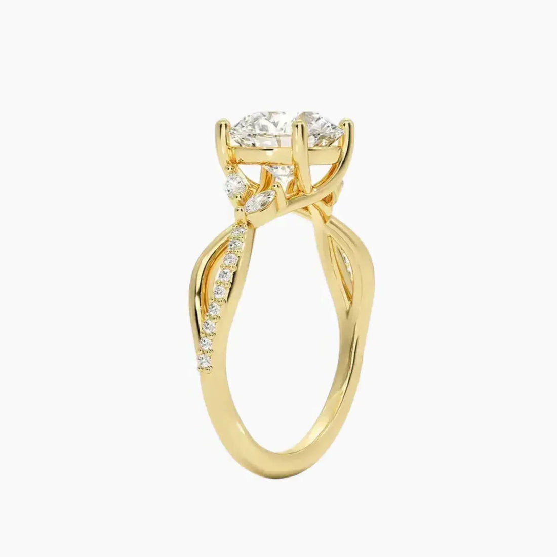 Aria Adorned 1 Carat Round Cut Solitaire Lab Grown Diamond Ring in 14K White Gold - View 8