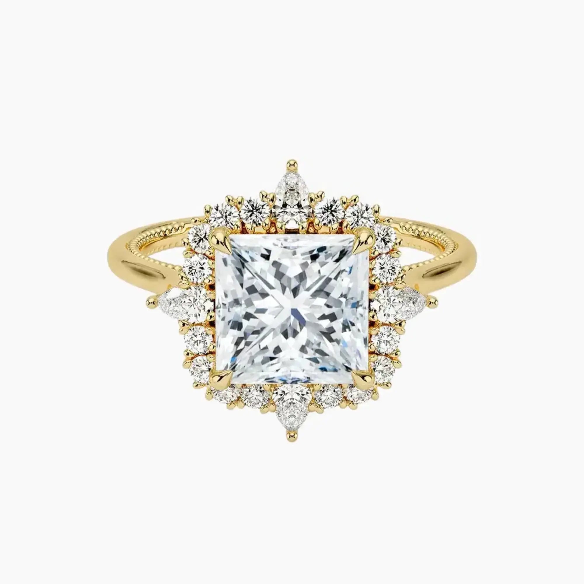 Elara Princess Designer 1.5 Carat Lab Grown Diamond Engagement Ring in 18K Rose Gold