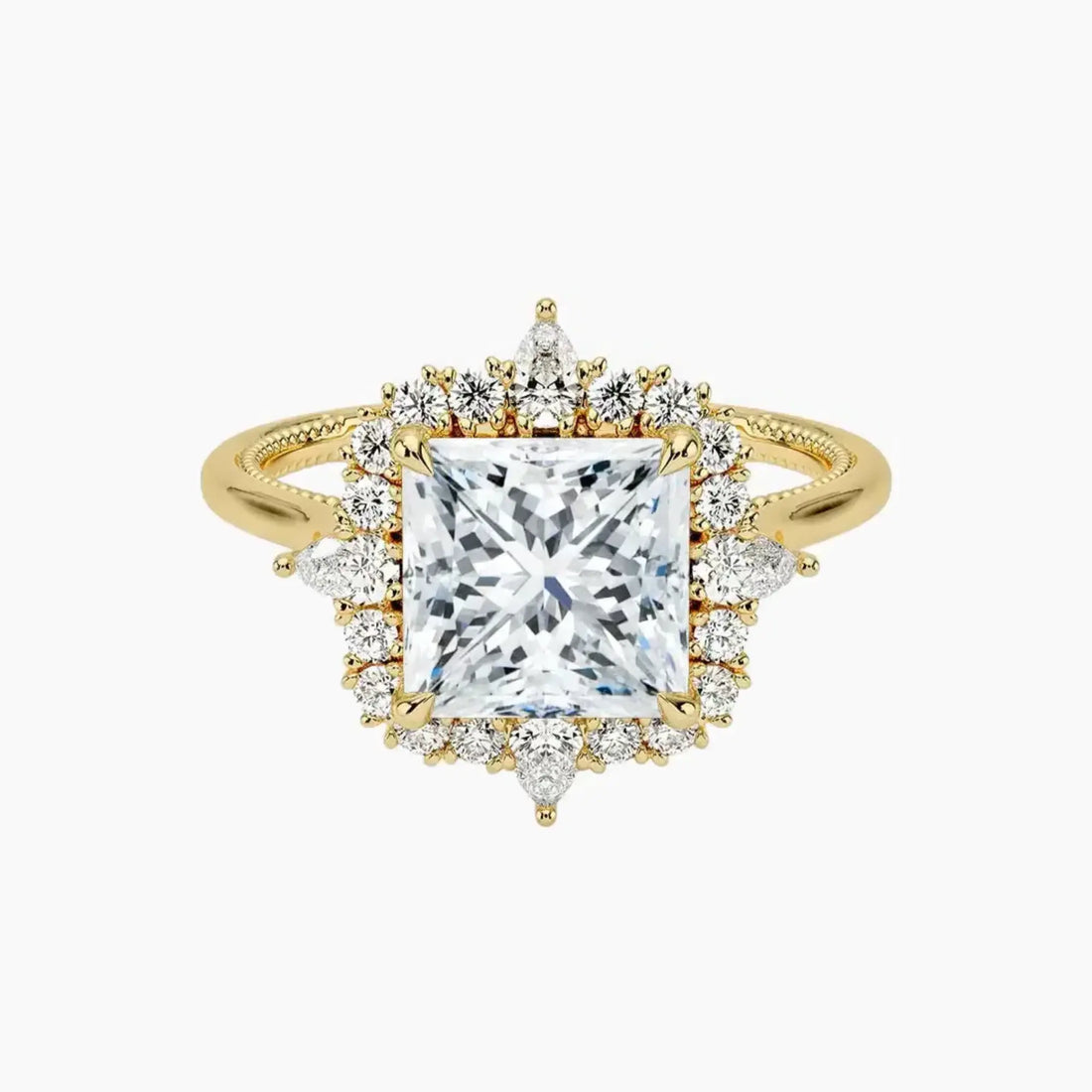 Elara Princess Designer 1.5 Carat Lab Grown Diamond Engagement Ring in 18K Rose Gold