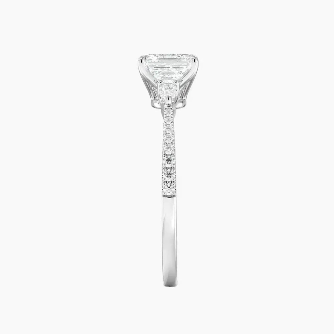 Calliope Pave Asscher Three Stone 1.5 Carat Lab Grown Diamond Engagement Ring in 18K Rose Gold