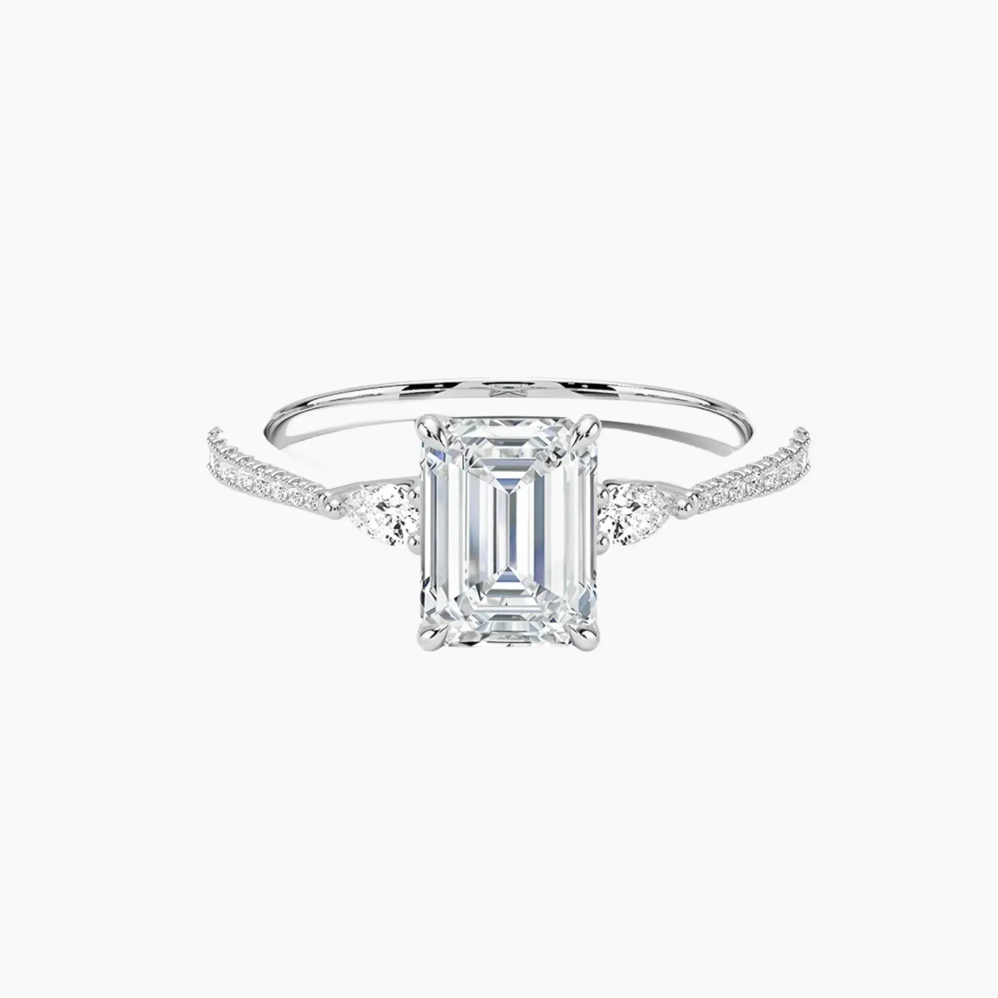 Calliope Pave Emerald Three Stone 1.5 Carat Lab Grown Diamond Engagement Ring in 18K Rose Gold