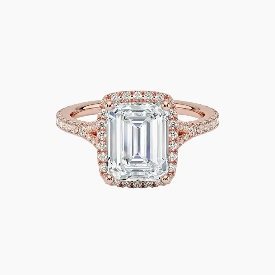 Lysandra Emerald Hidden Halo 1.5 Carat Lab Grown Diamond Engagement Ring in 18K Rose Gold