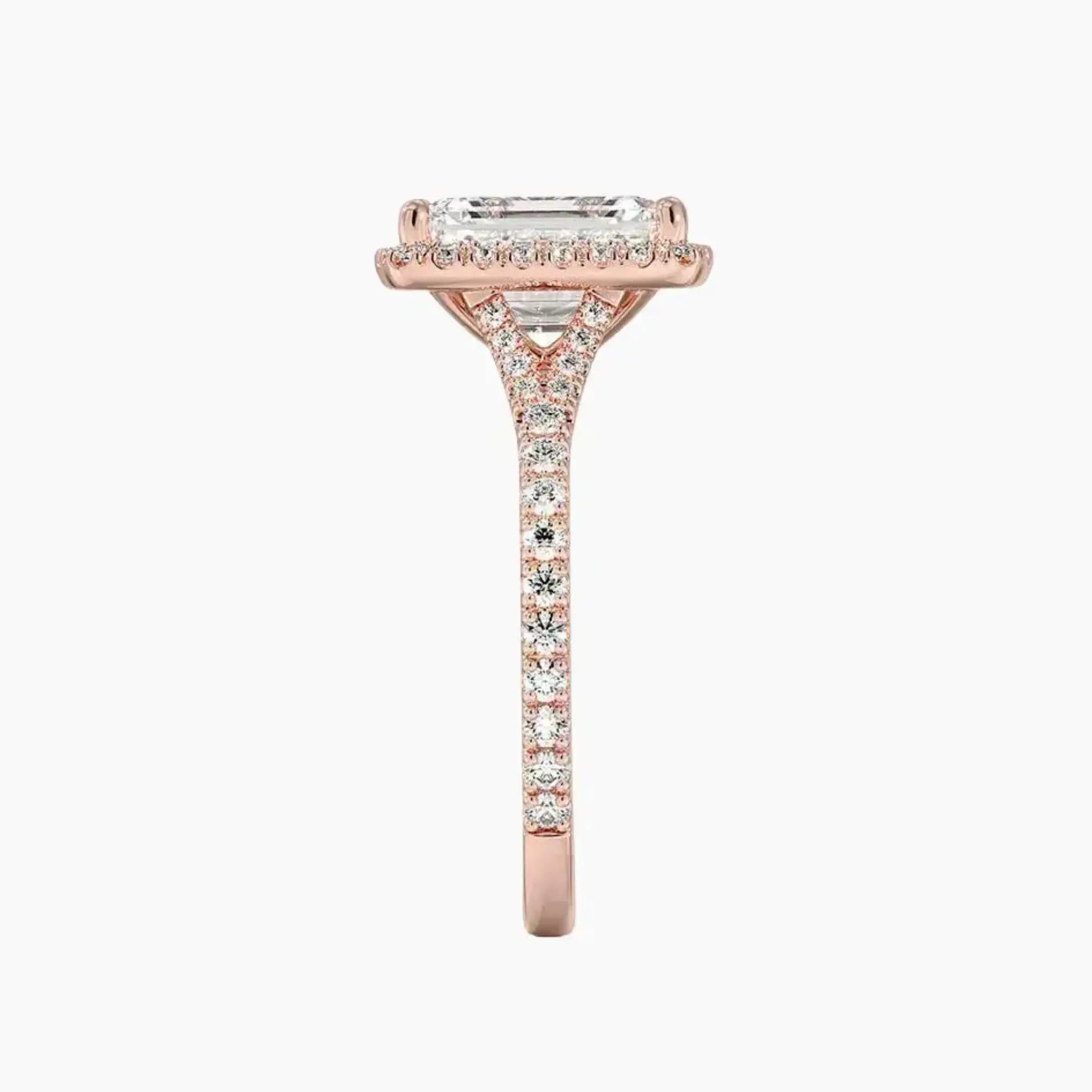 Lysandra Emerald Hidden Halo 1.5 Carat Lab Grown Diamond Engagement Ring in 18K Rose Gold