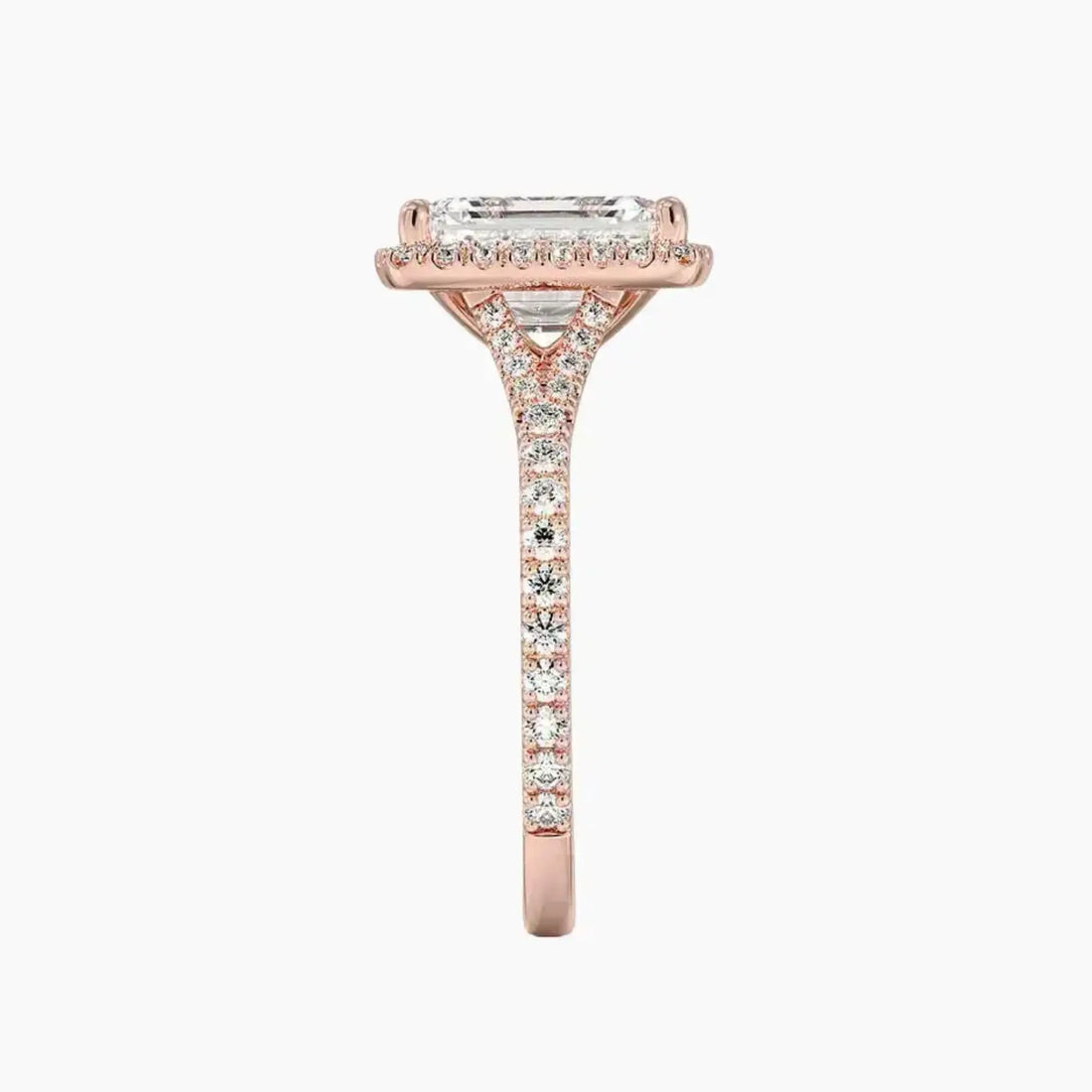 Lysandra Emerald Hidden Halo 1.5 Carat Lab Grown Diamond Engagement Ring in 18K Rose Gold