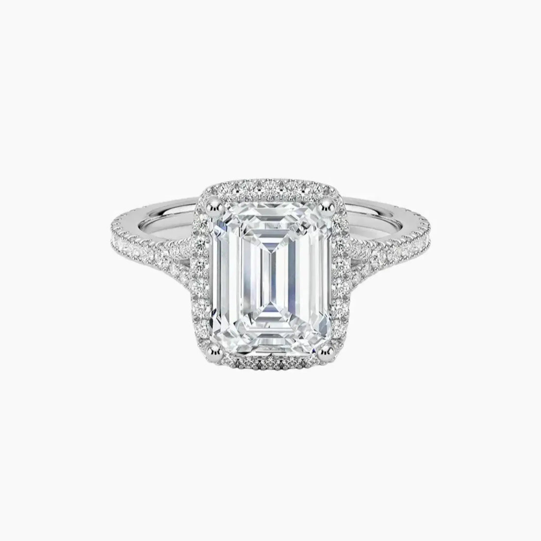 Lysandra Emerald Hidden Halo 1.5 Carat Lab Grown Diamond Engagement Ring in 18K Rose Gold