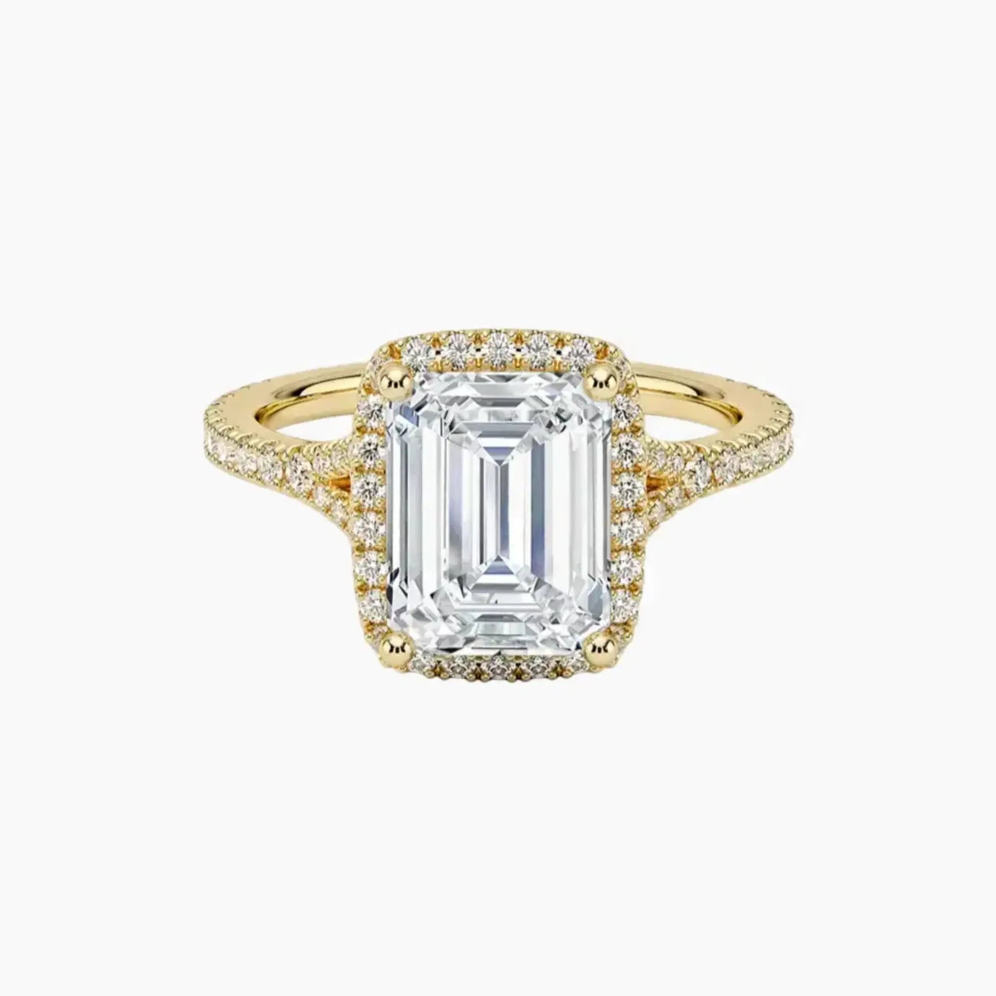 Lysandra Emerald Hidden Halo 1.5 Carat Lab Grown Diamond Engagement Ring in 18K Rose Gold