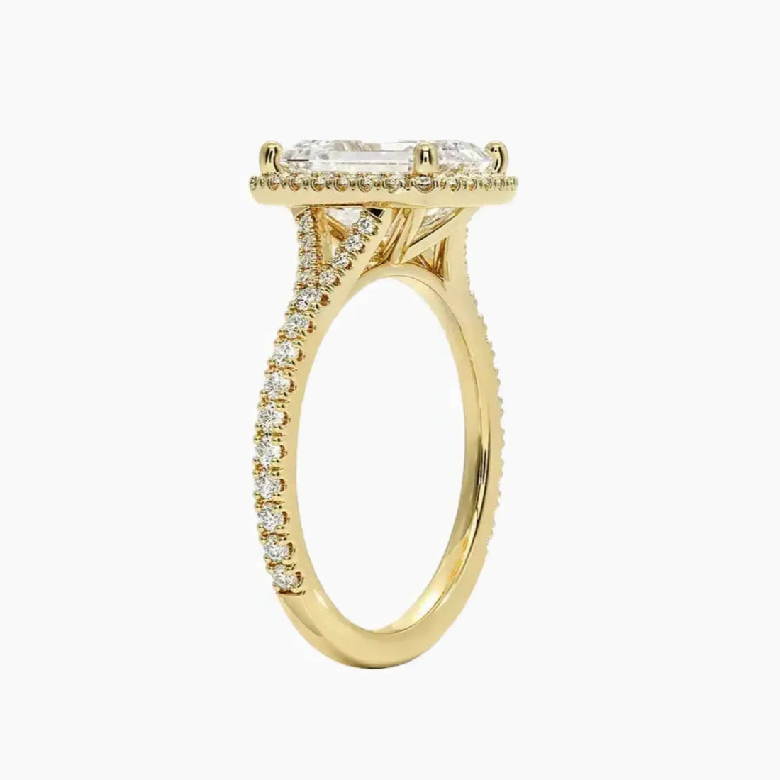 Lysandra Emerald Hidden Halo 1.5 Carat Lab Grown Diamond Engagement Ring in 18K Rose Gold