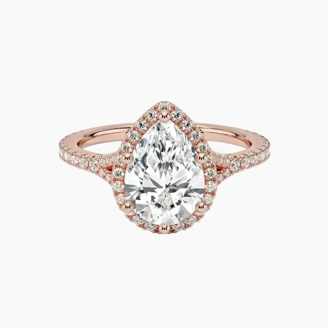 Lysandra Pear Hidden Halo 1.5 Carat Lab Grown Diamond Engagement Ring in 14K Rose Gold