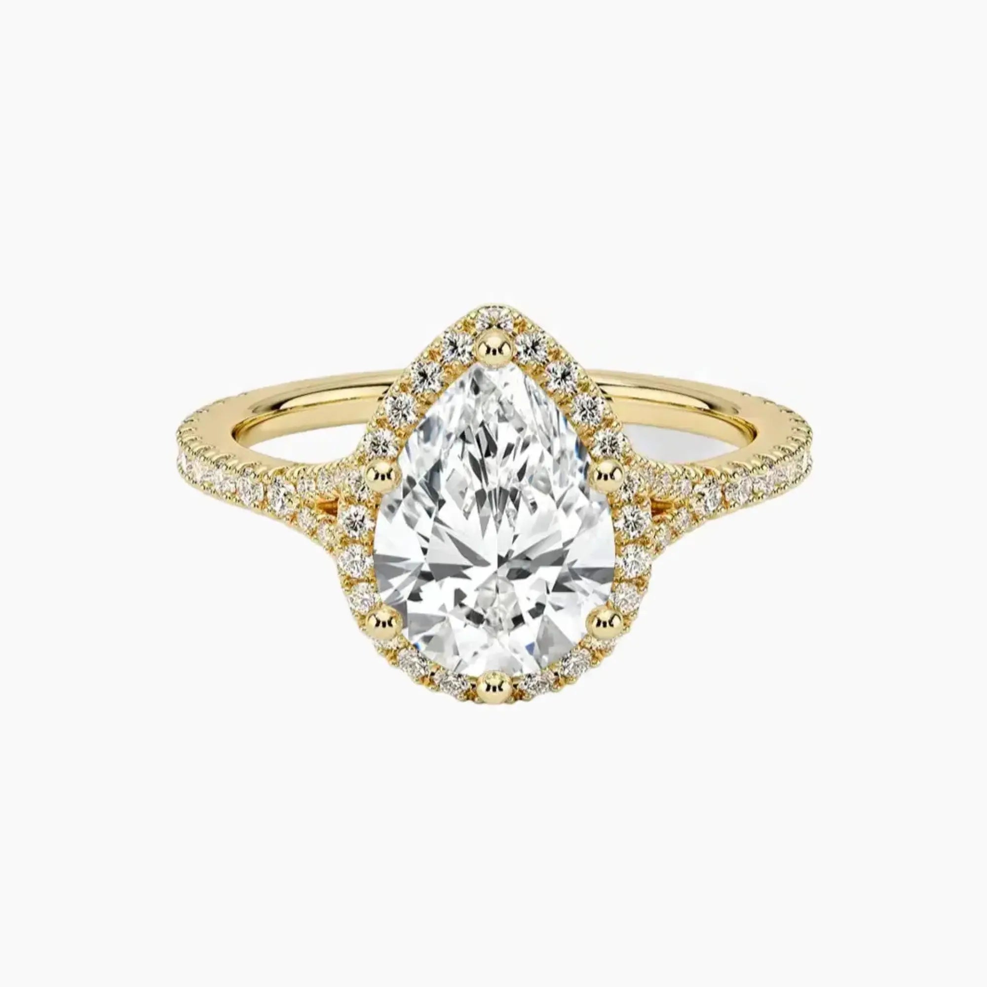 Lysandra Pear Hidden Halo 1.5 Carat Lab Grown Diamond Engagement Ring in 14K Rose Gold