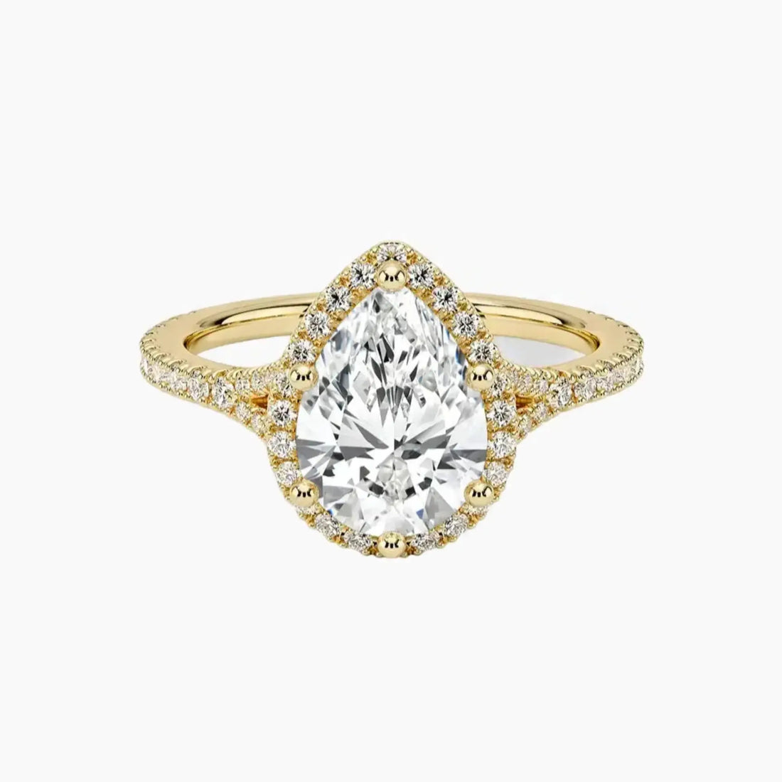 Lysandra Pear Hidden Halo 1.5 Carat Lab Grown Diamond Engagement Ring in 14K Rose Gold