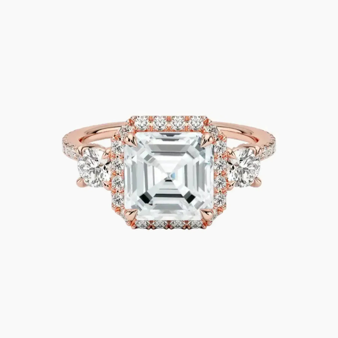 Brielle Asscher Hidden Halo 1.5 Carat Lab Grown Diamond Engagement Ring in 18K Rose Gold