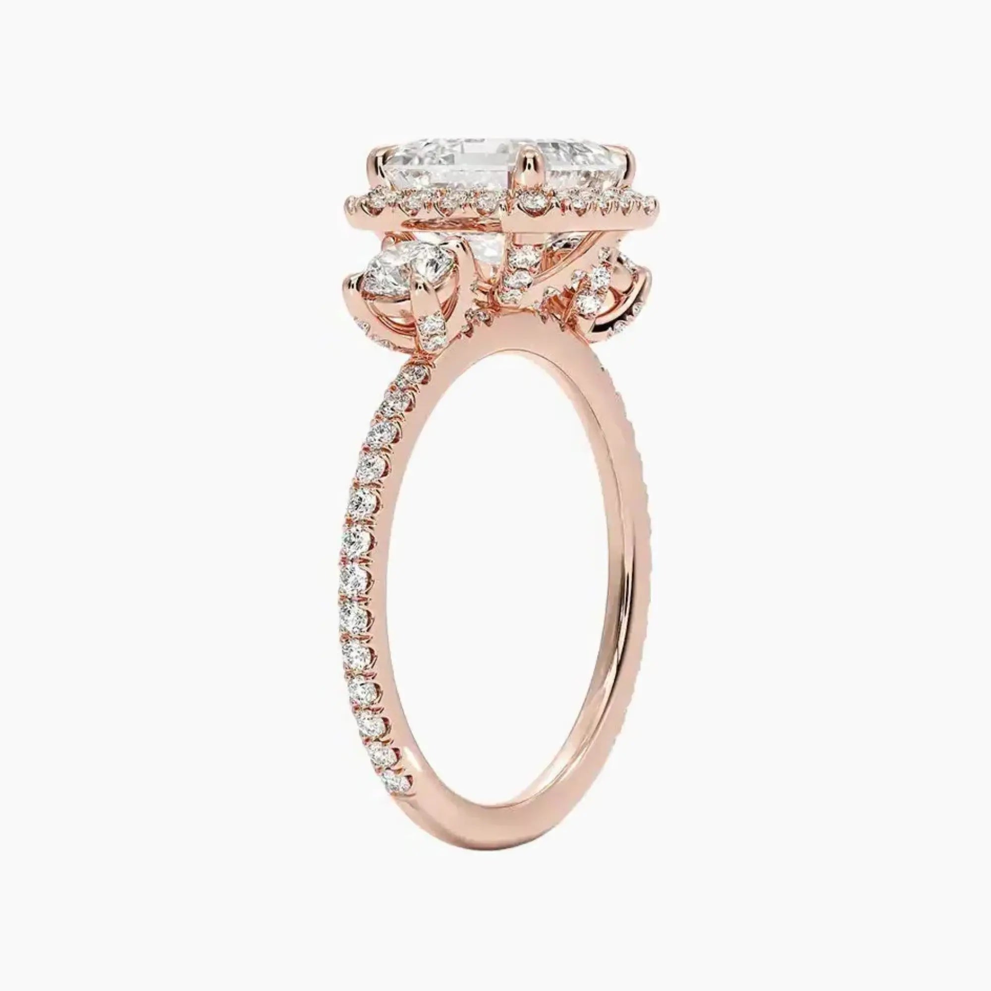 Brielle Asscher Hidden Halo 1.5 Carat Lab Grown Diamond Engagement Ring in 18K Rose Gold