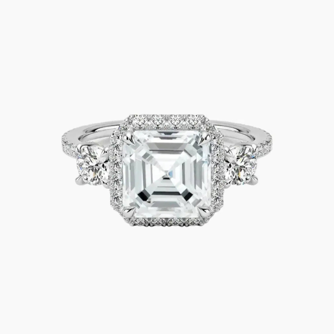 Brielle Asscher Hidden Halo 1.5 Carat Lab Grown Diamond Engagement Ring in 18K Rose Gold